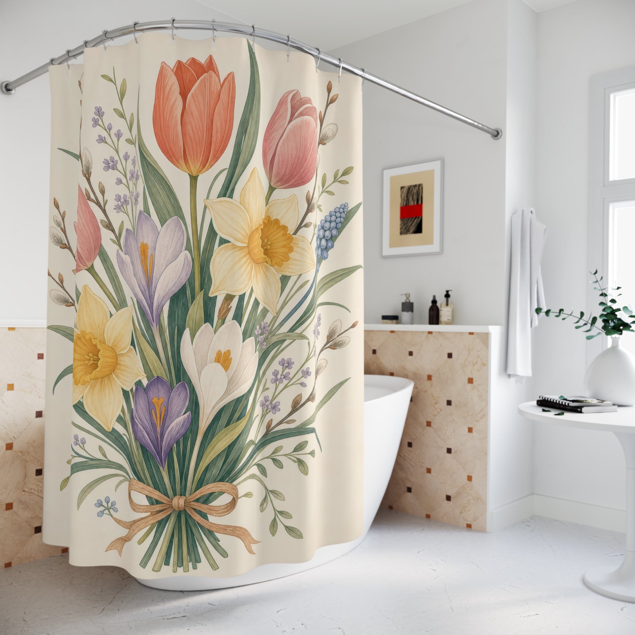 Spring Floral Flower Shower Curtain
