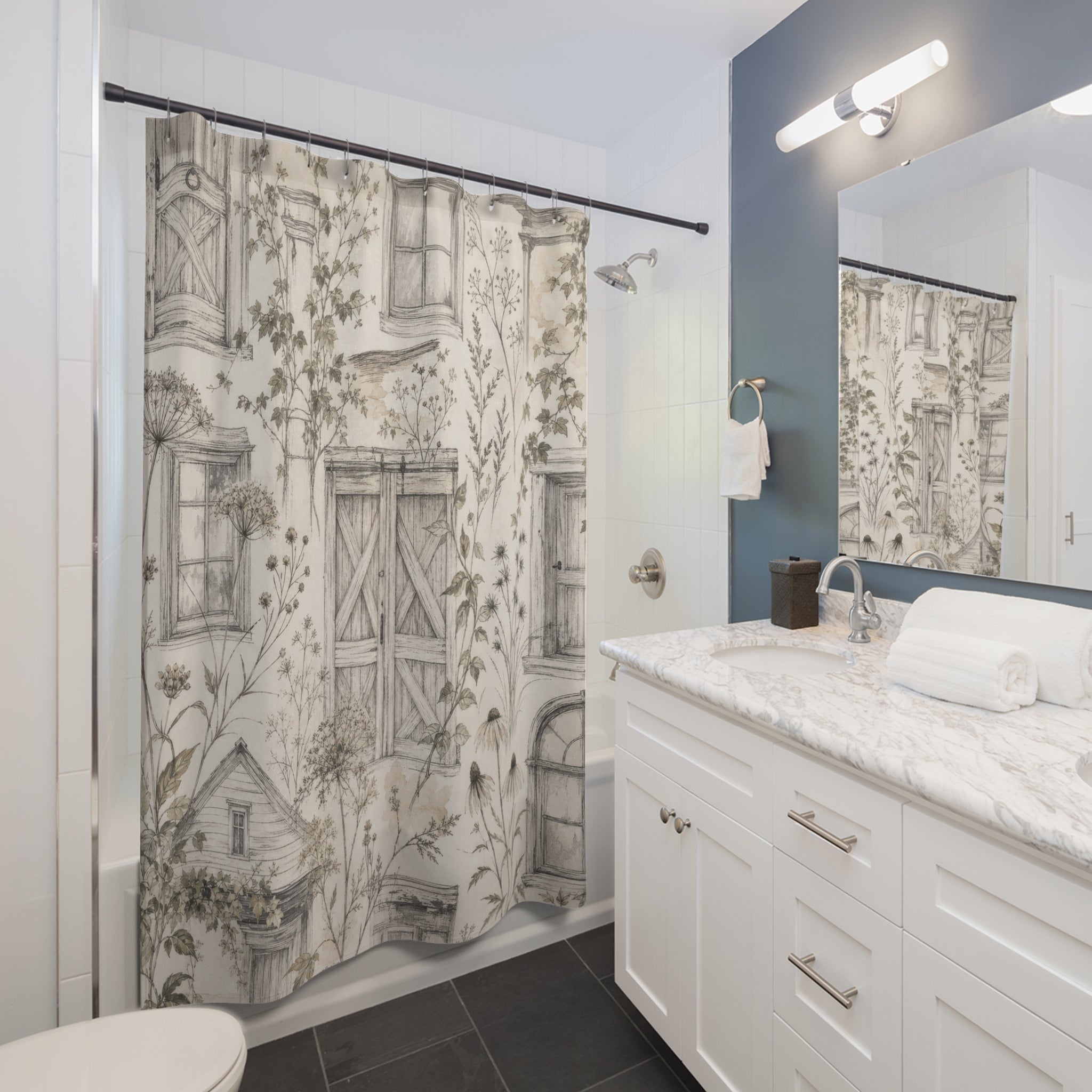 Architectural Farmhouse Shower Curtain