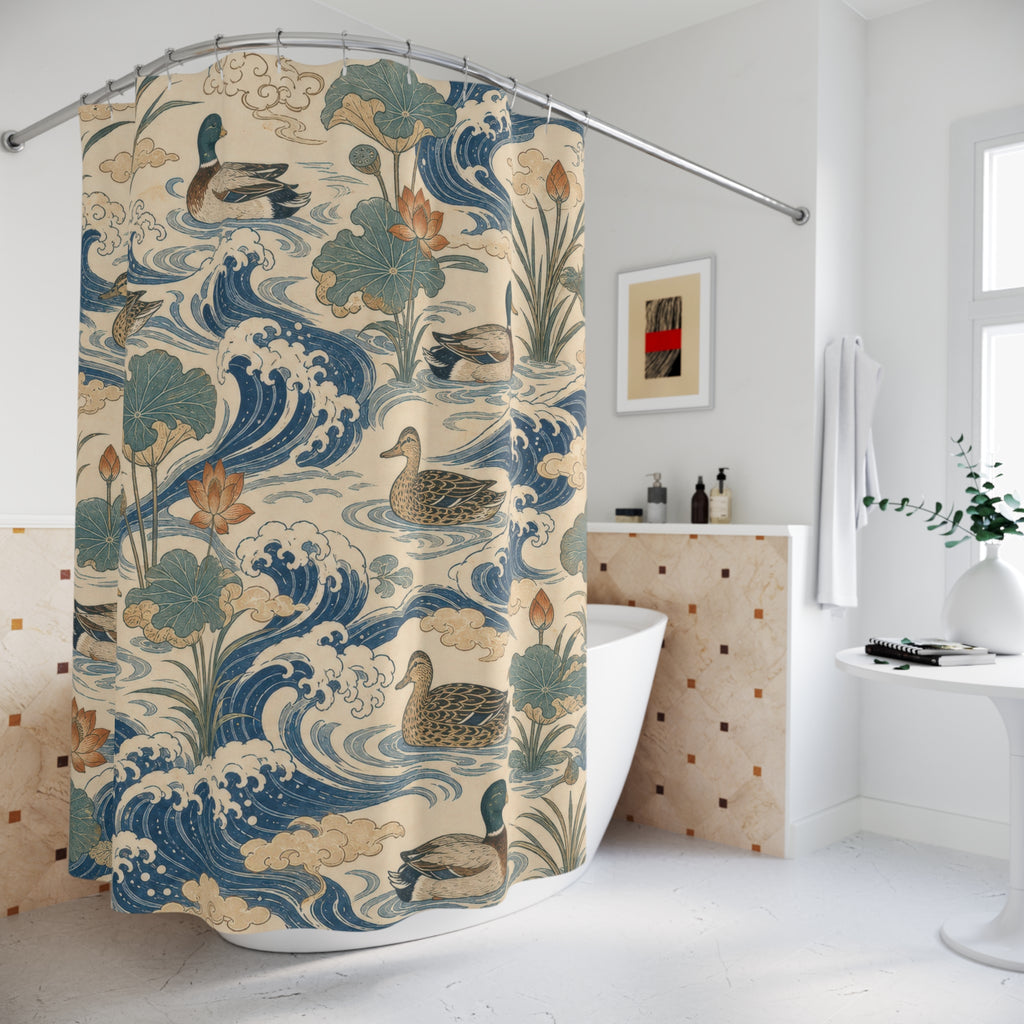 Blue Wave Mallard Shower Curtain