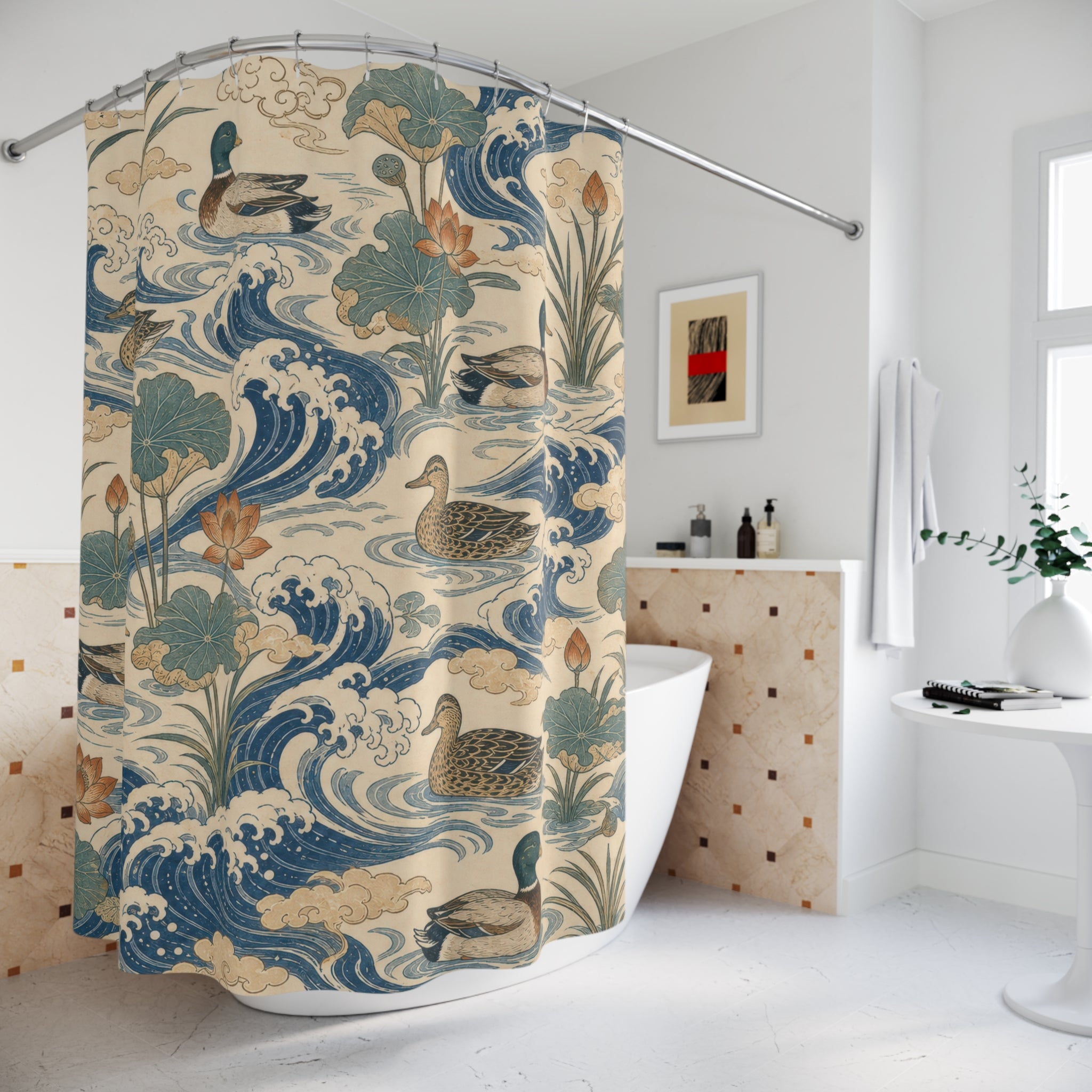 Blue Wave Mallard Shower Curtain