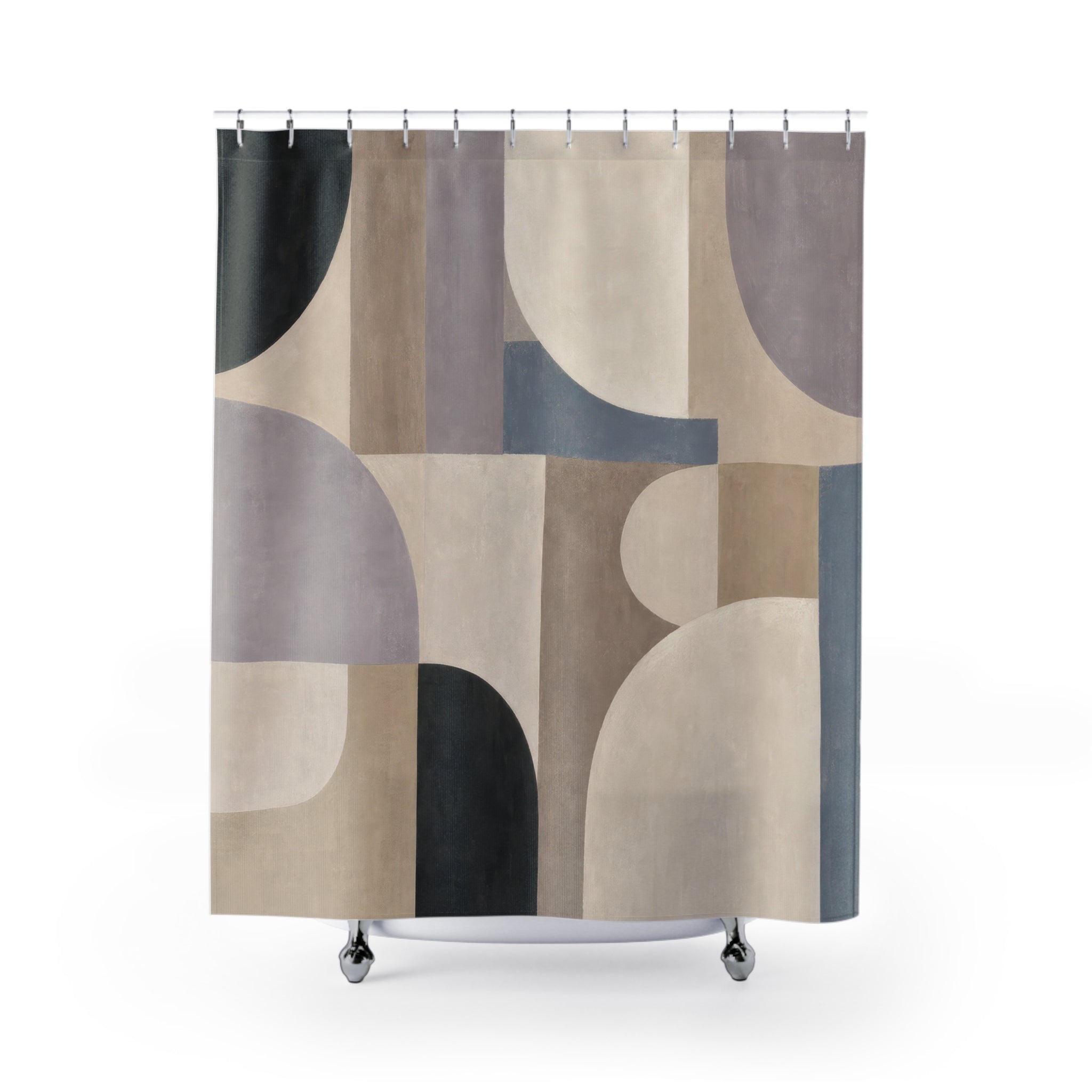 Blue Beige Arch Block Shower Curtain