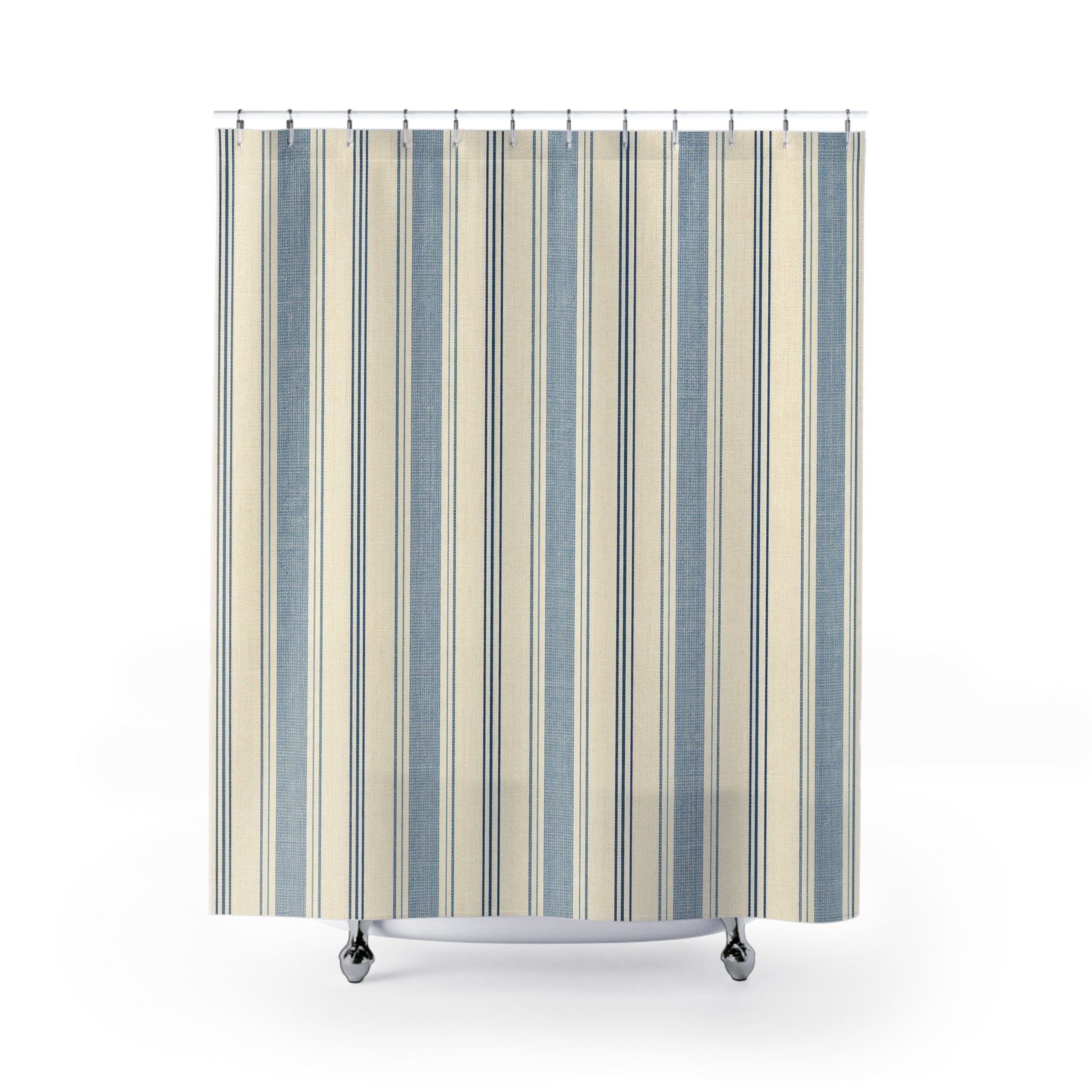 Chambray Ticking Stripe Shower Curtain