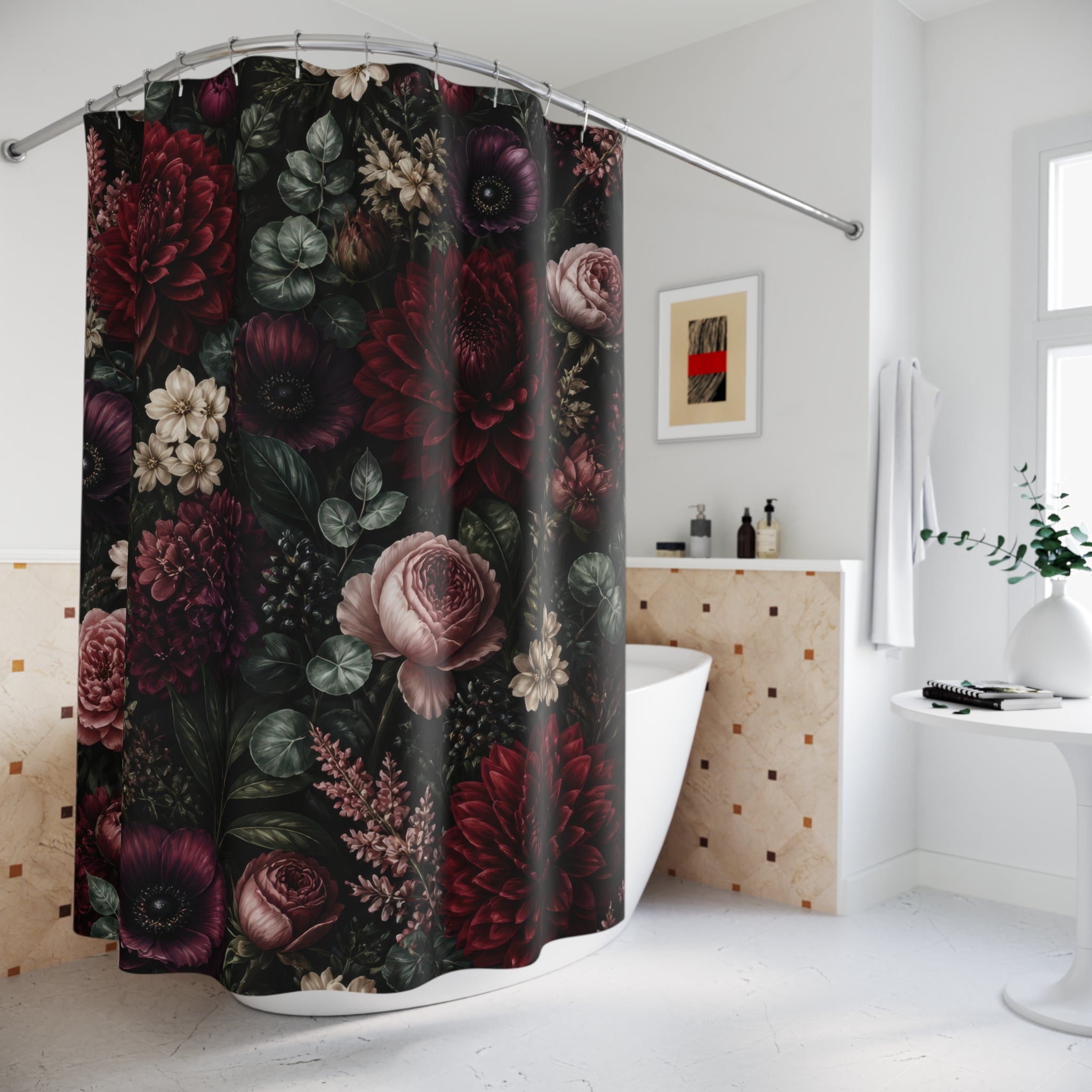 Dark Dahlia Shower Curtain