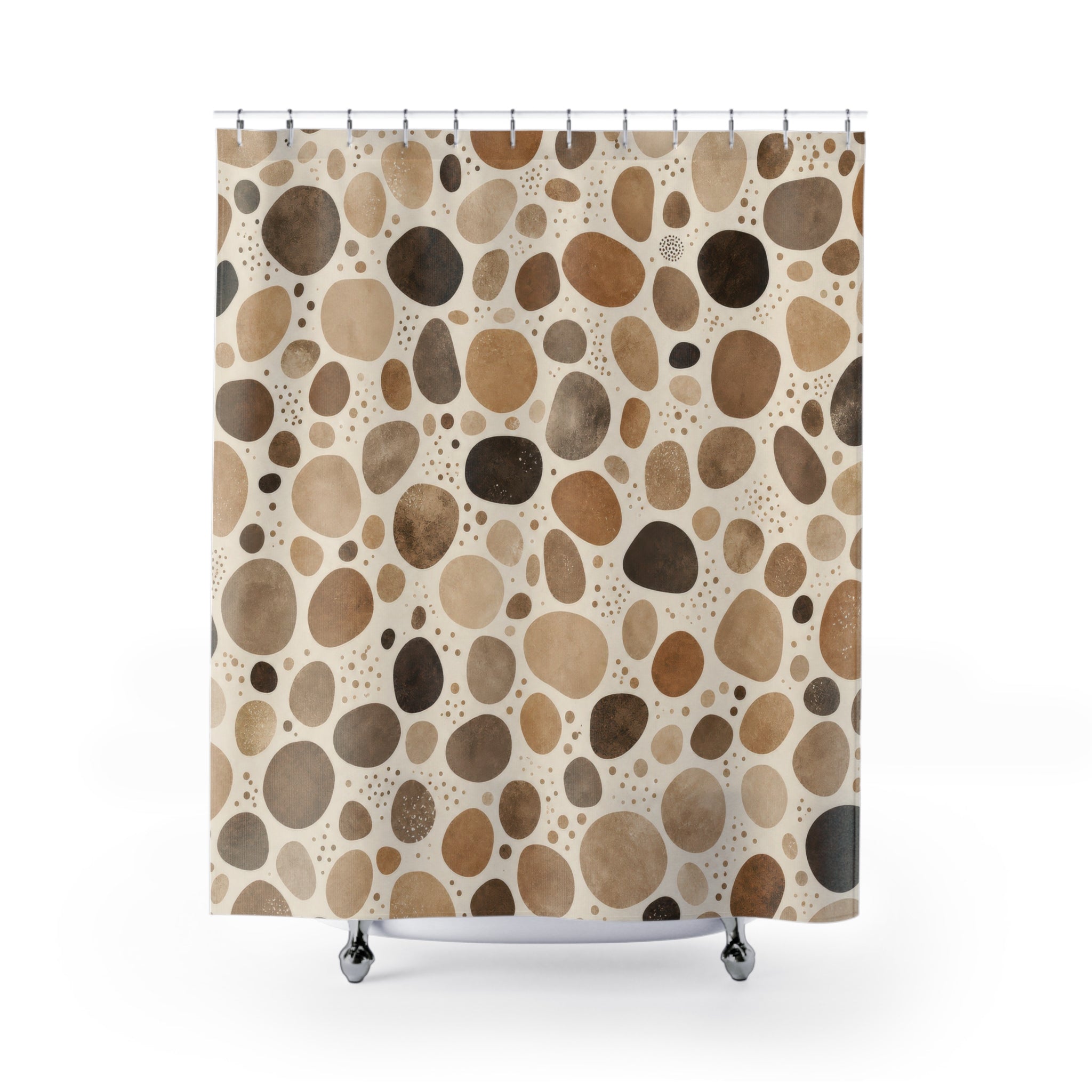 Brown Beige Pebble Stone Shower Curtain