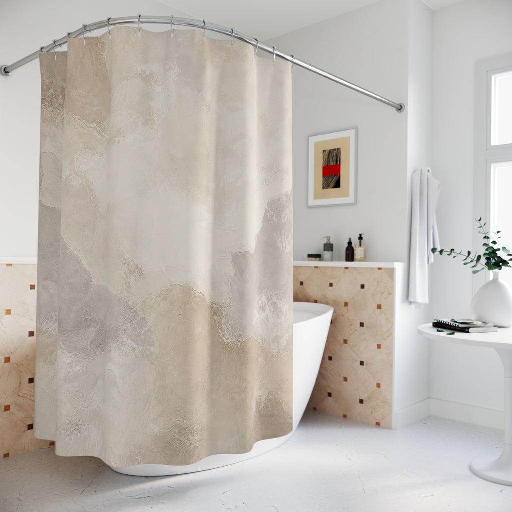 Beige Gray Abstract Stone Texture Shower Curtain