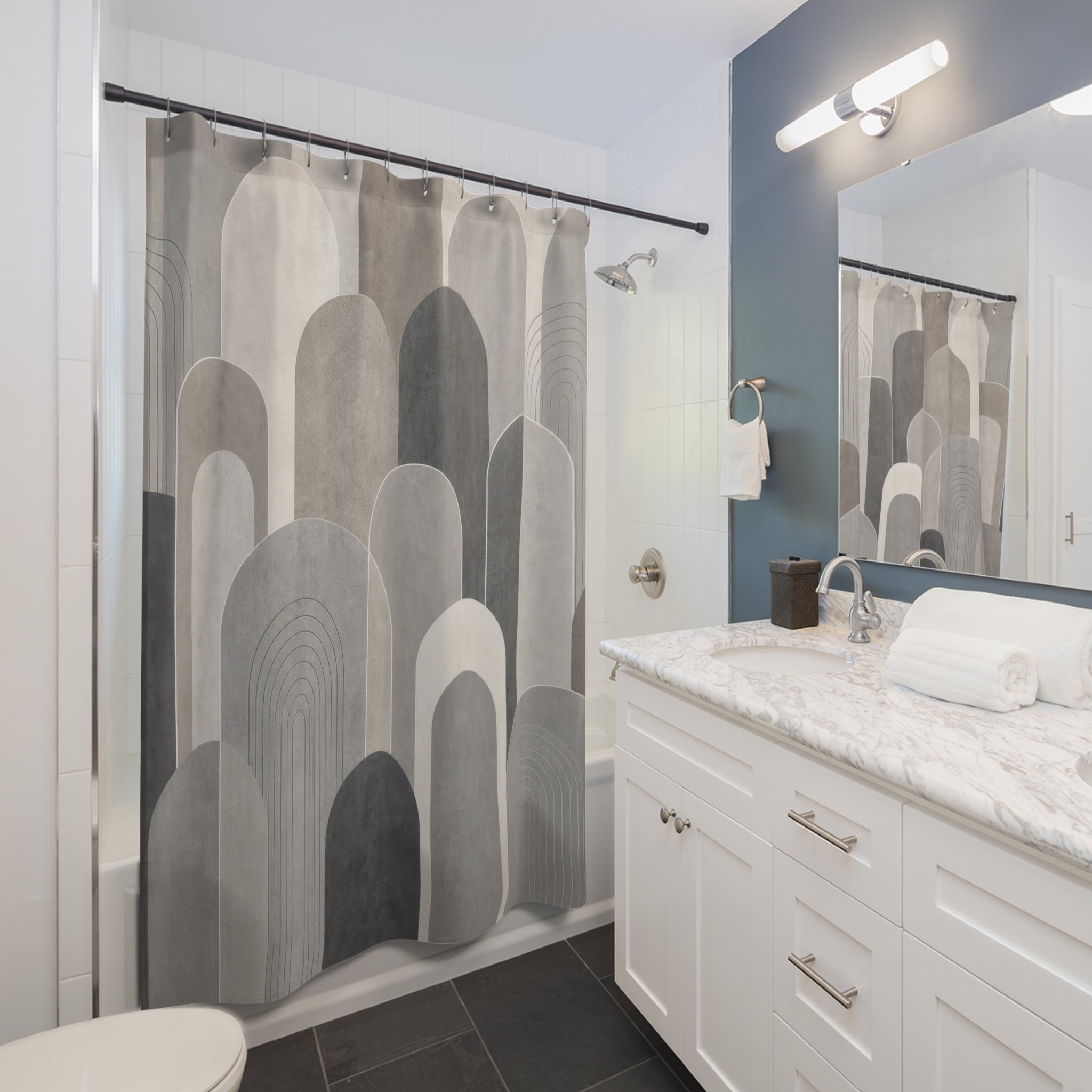 Gray Arch Geometric Shower Curtain
