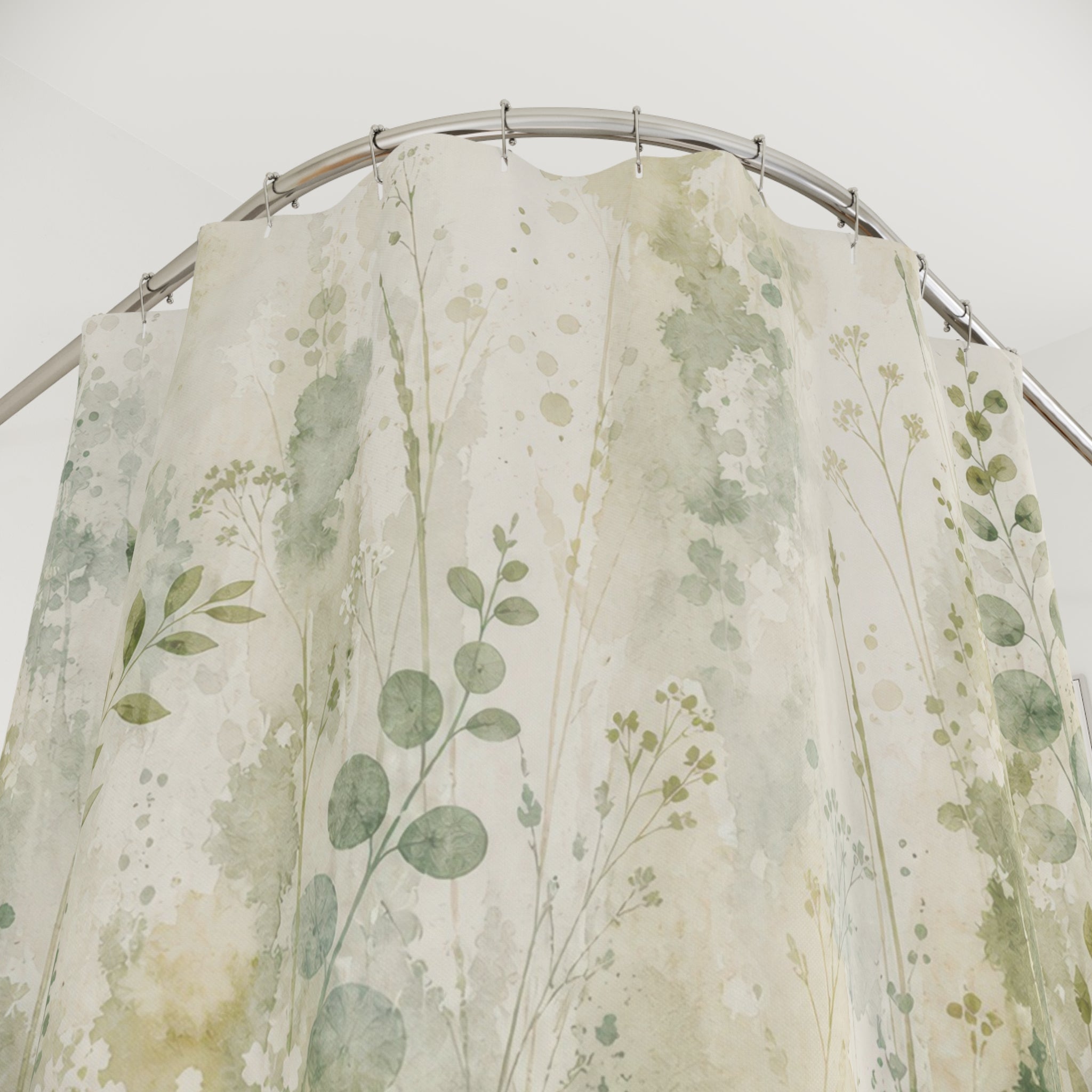Mossy Meadow Watercolor Print Shower Curtain