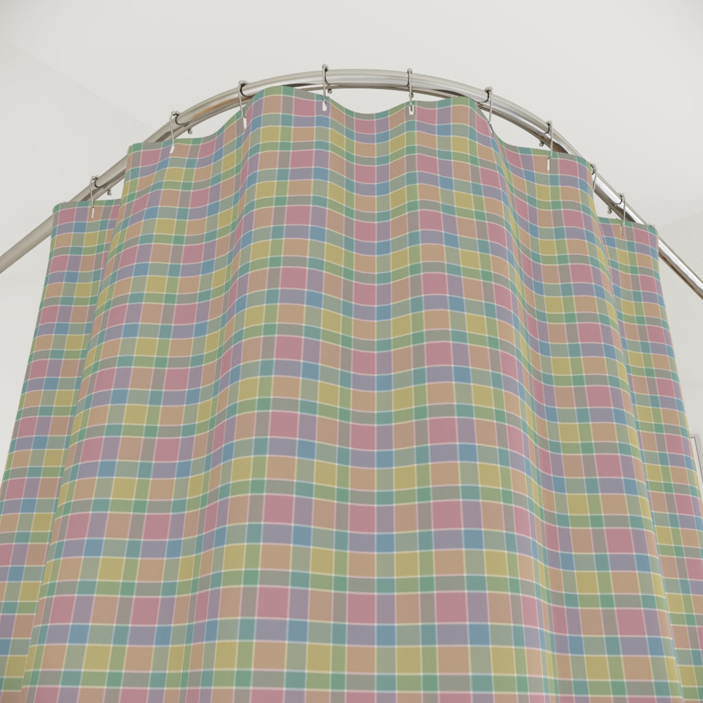 Pastel Madras Plaid Shower Curtain – Pink & Blue