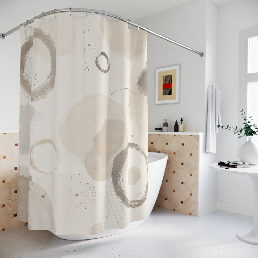 Off White Beige Circle Shower Curtain
