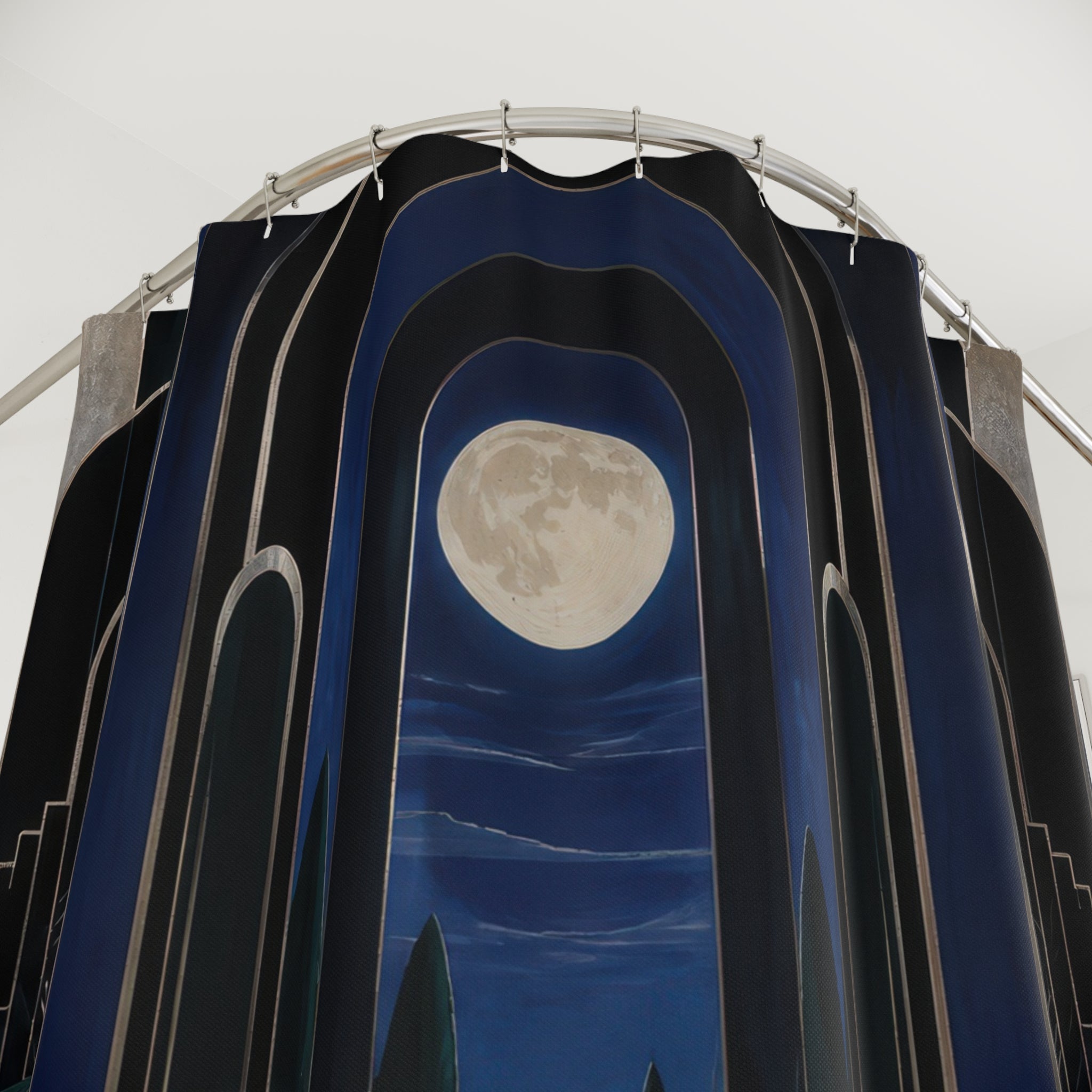 Moonlit Art Deco Panther Shower Curtain