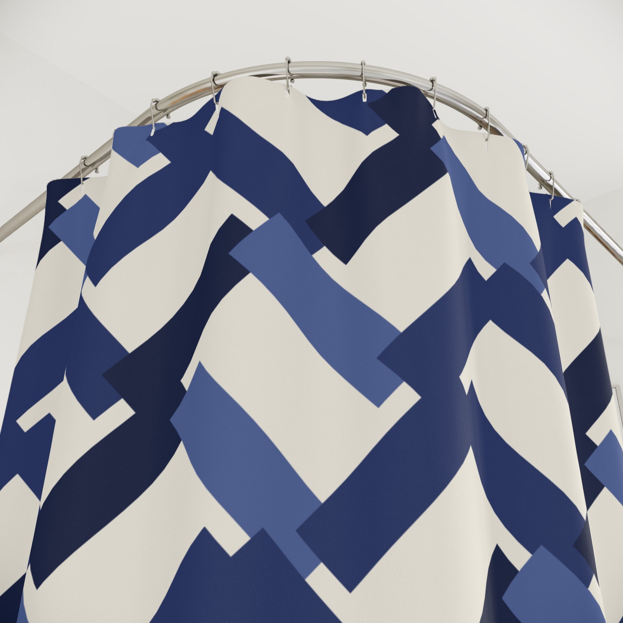 Indigo Shower Curtain: Herringbone Plank
