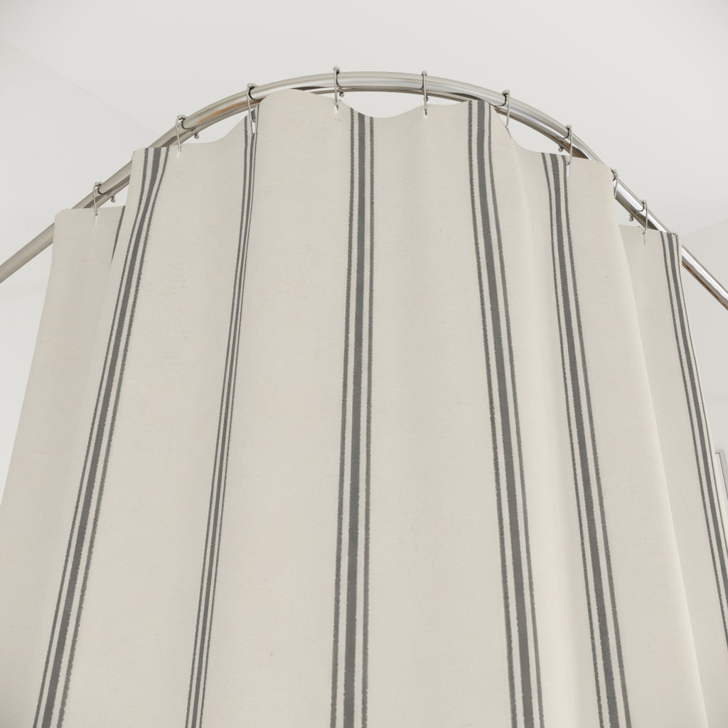 Charcoal Grey Ticking Stripe Shower Curtain