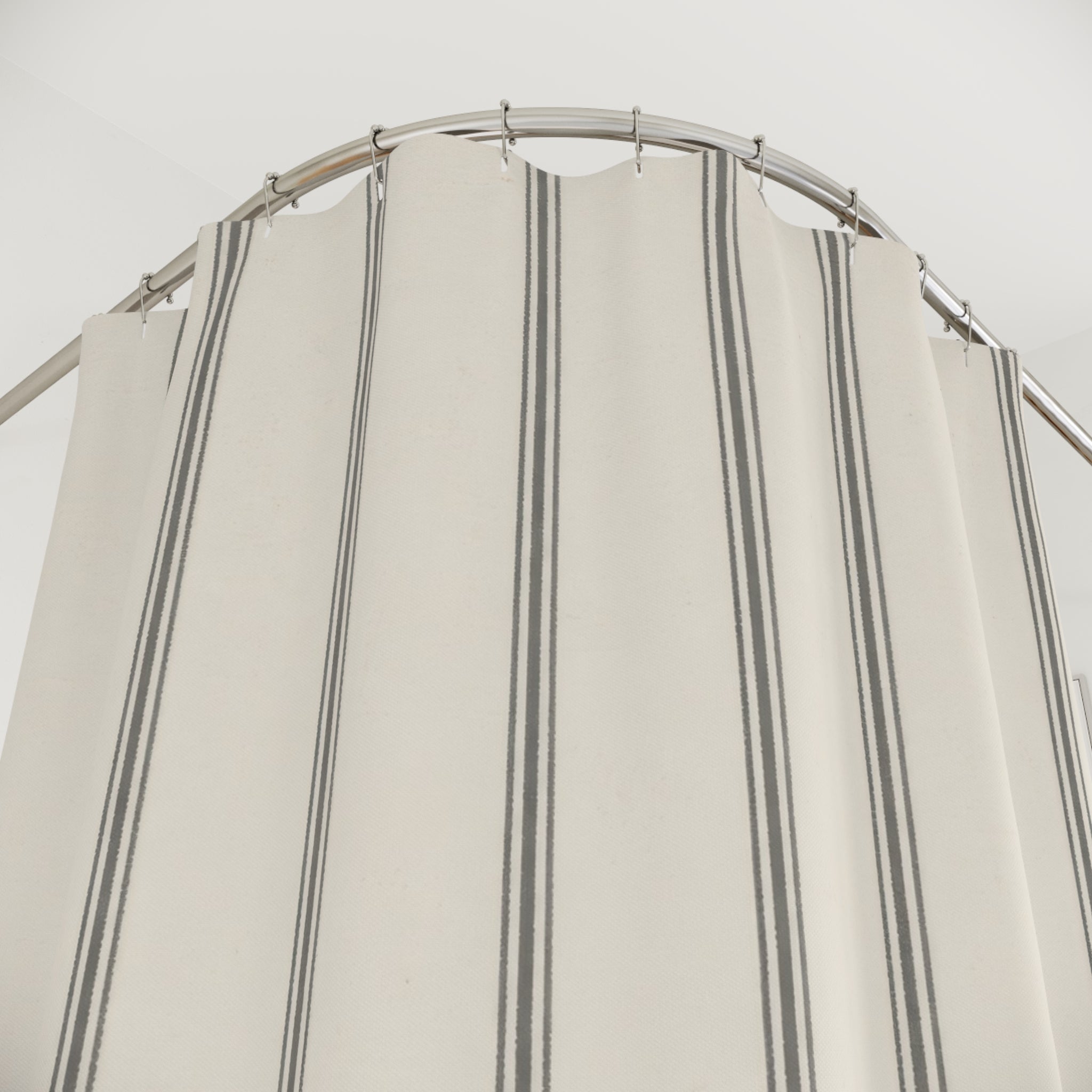 Charcoal Grey Ticking Stripe Shower Curtain
