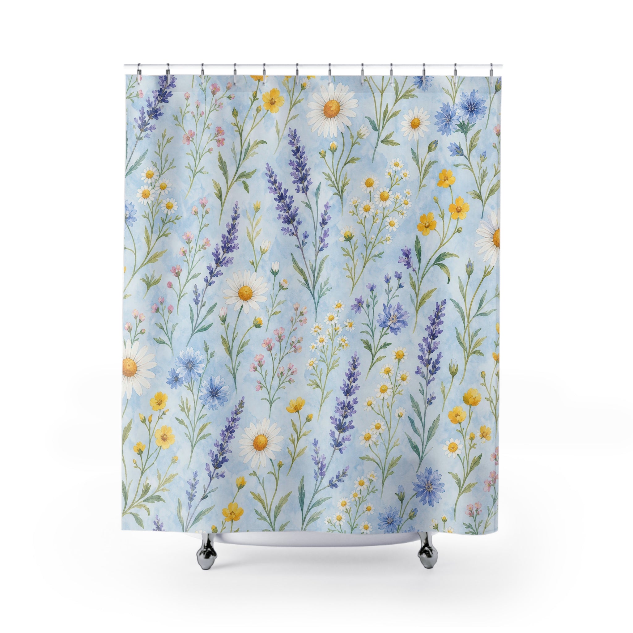 Lavender Daisy Meadow Shower Curtain