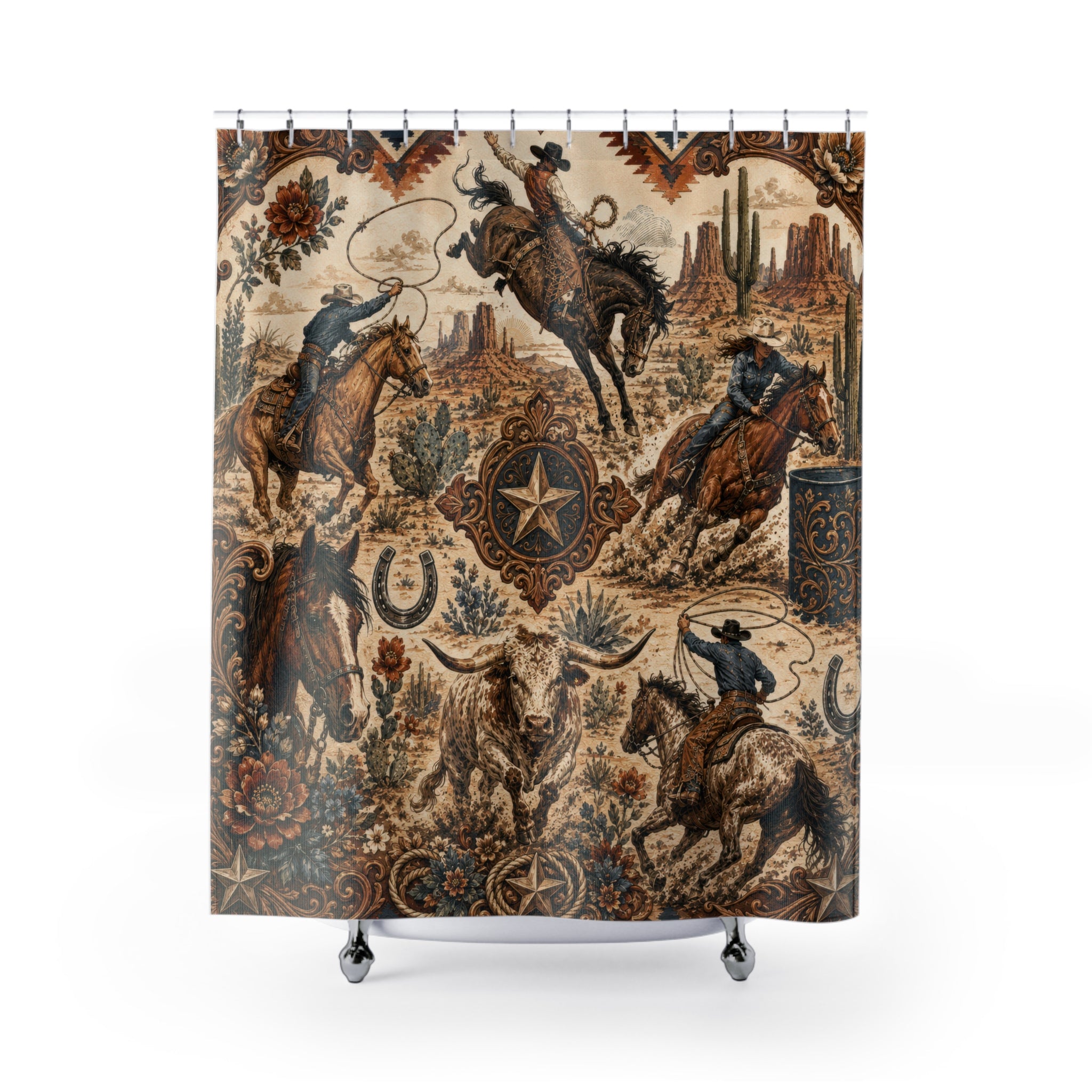 Rodeo Shower Curtain: Western Cowboys
