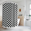 Black and White Buffalo Check Border Shower Curtain