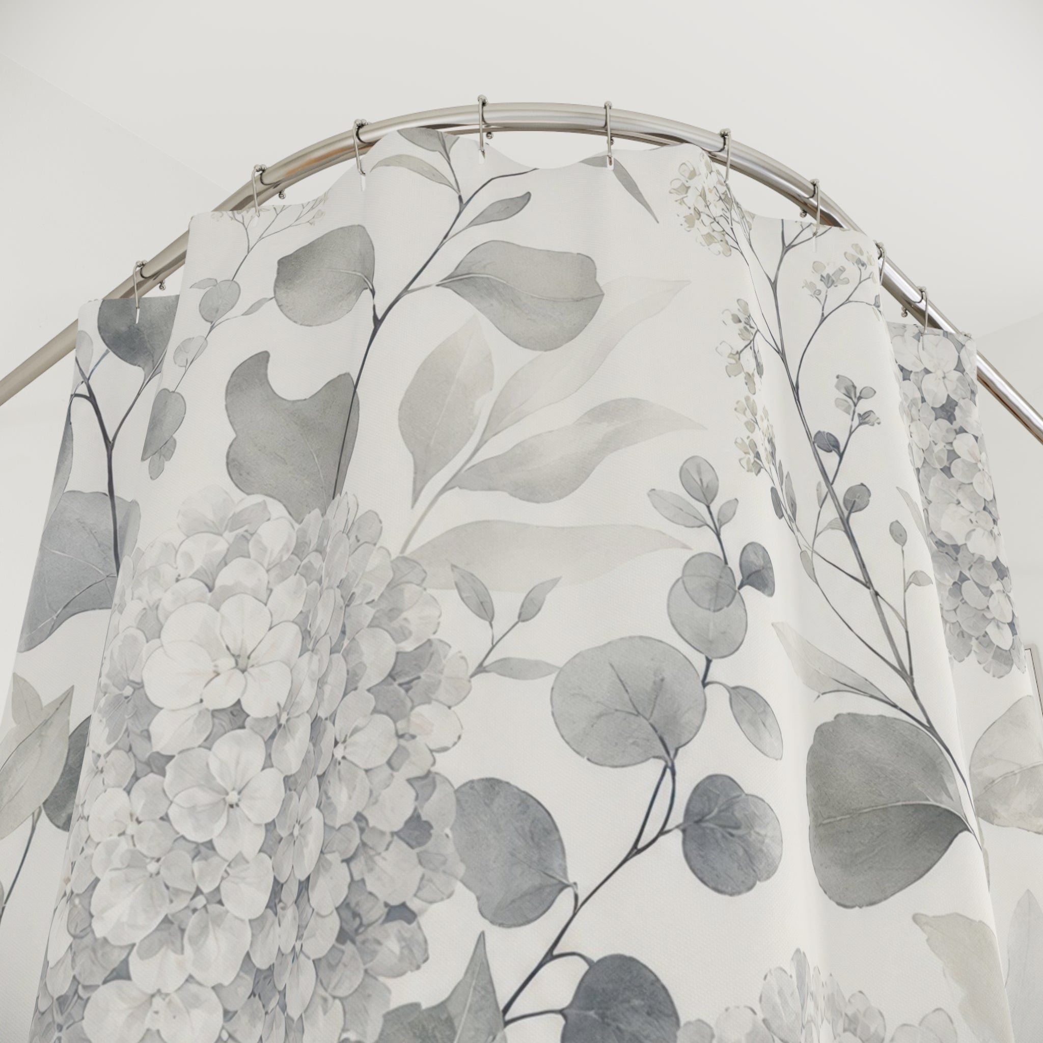 Grey Hydrangea Shower Curtain