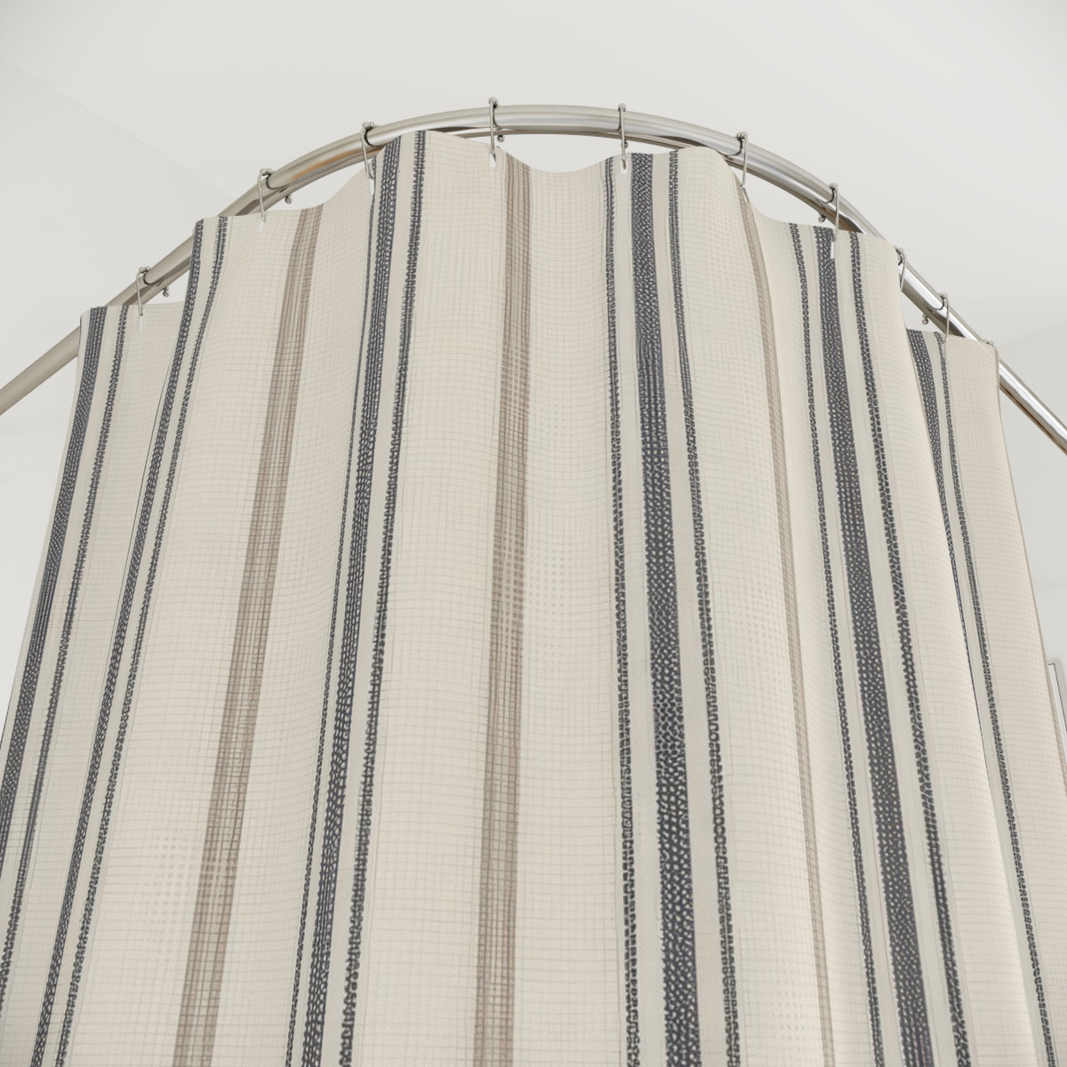 Charcoal and Ivory Ticking Stripe Shower Curtain