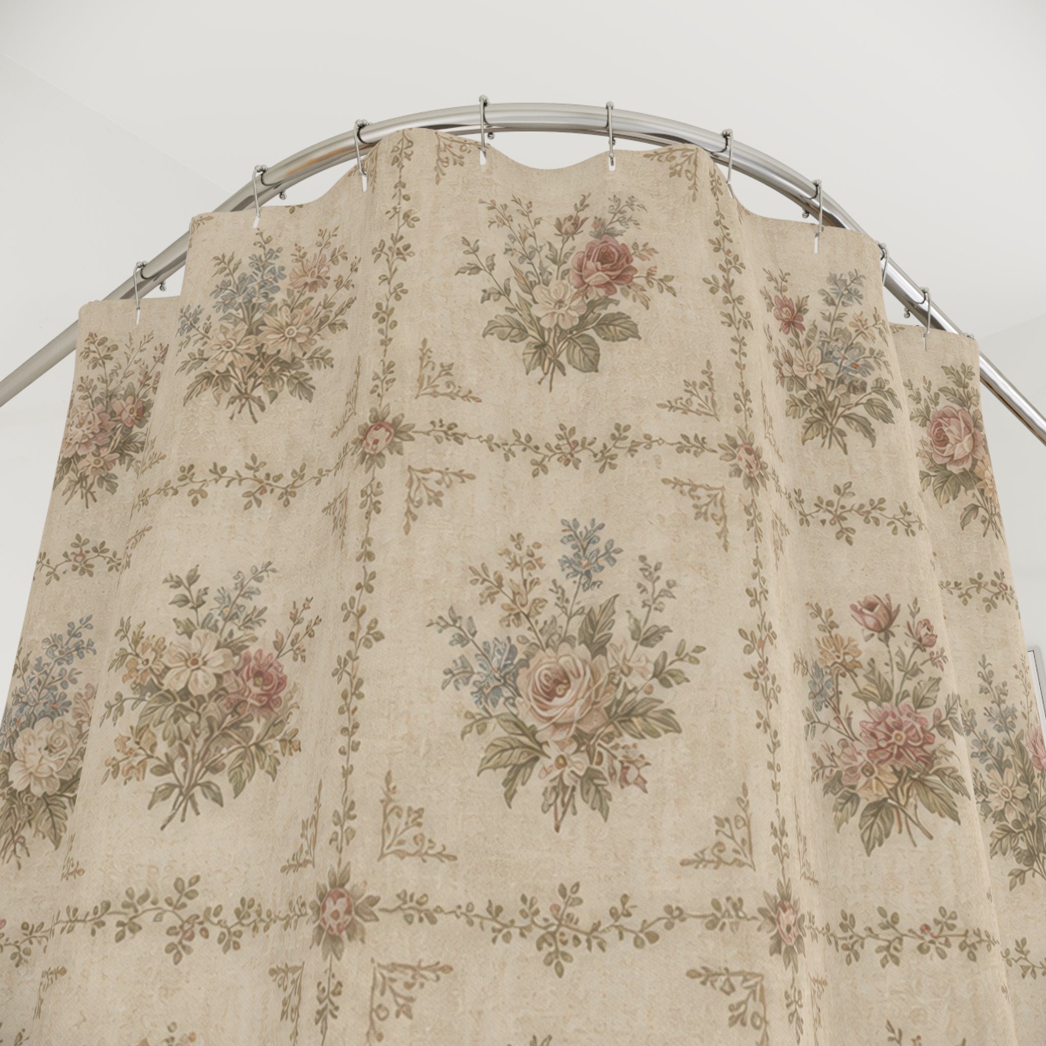 Vintage Floral Tile Shower Curtain