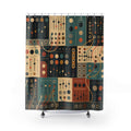 Retro Synth Panel Geometric Shower Curtain