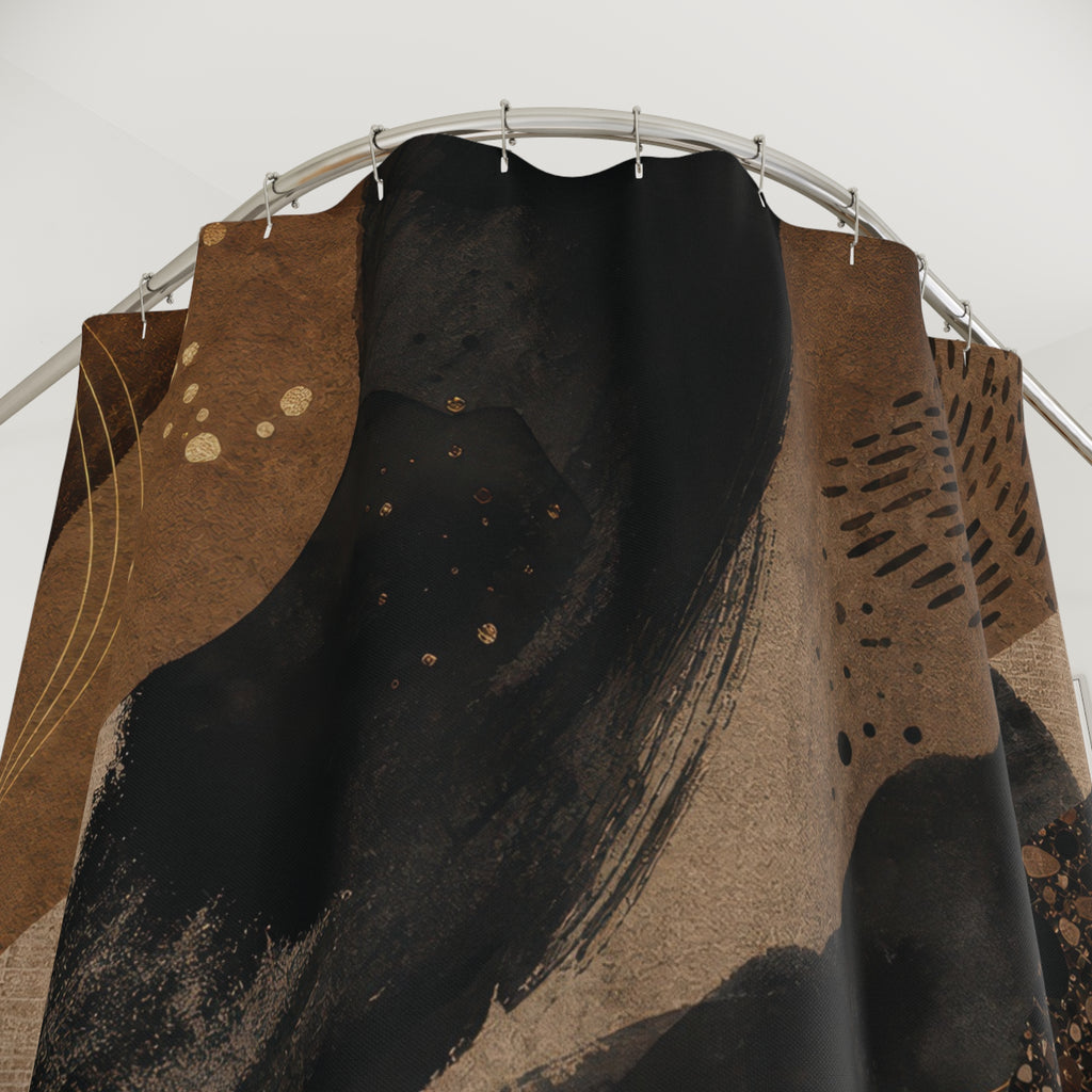 Black and Brown Shower Curtain: Abstract Earth Tone