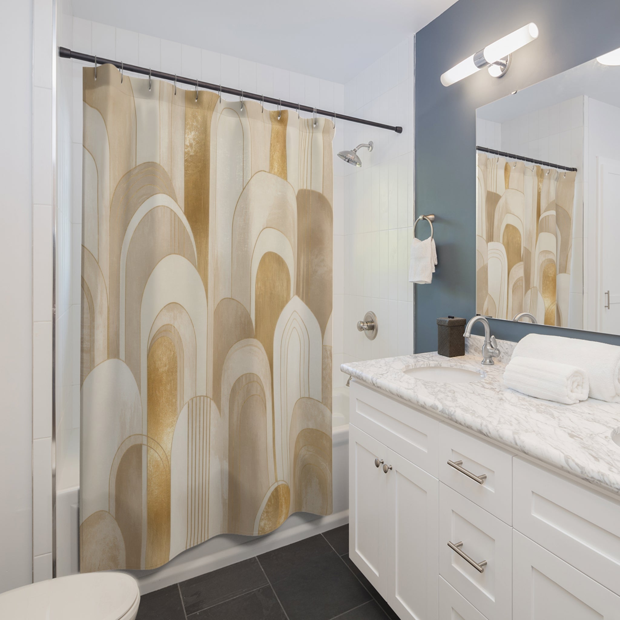 Beige Neutral Shower Curtain
