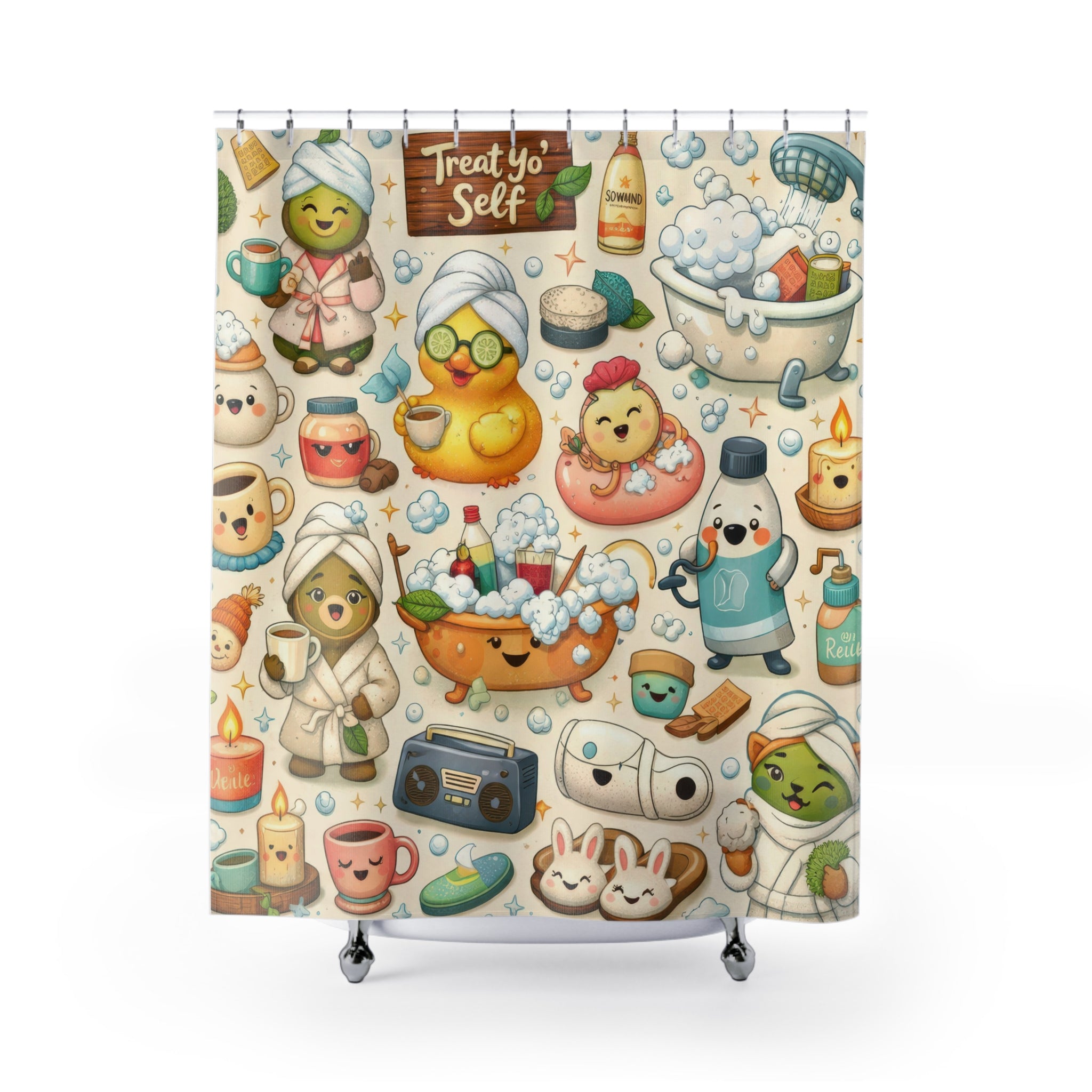 Quirky Self Care Shower Curtain