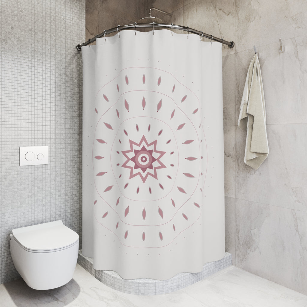 Rose Pink Mandala Shower Curtain – Blush & Grey