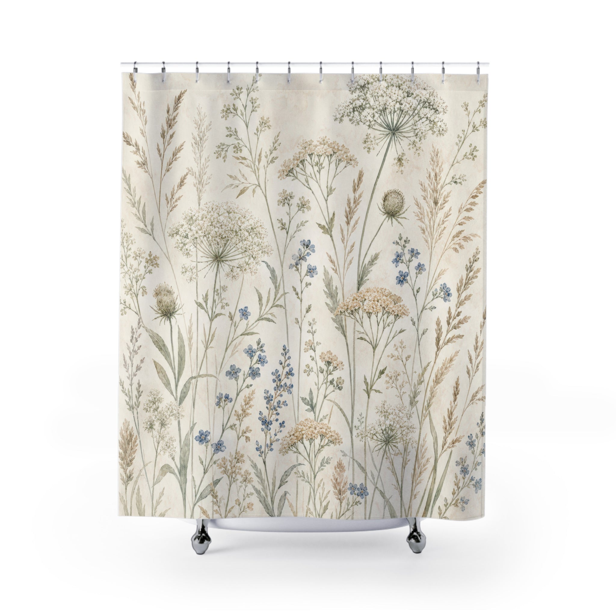 Neutral Wildflower Seed Head Shower Curtain