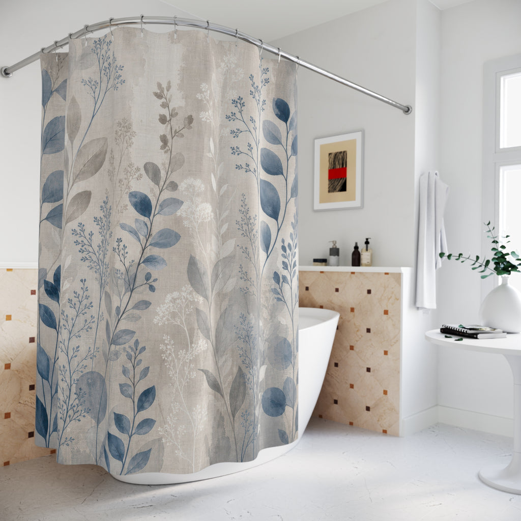 Blue Gray Botanical Shower Curtain