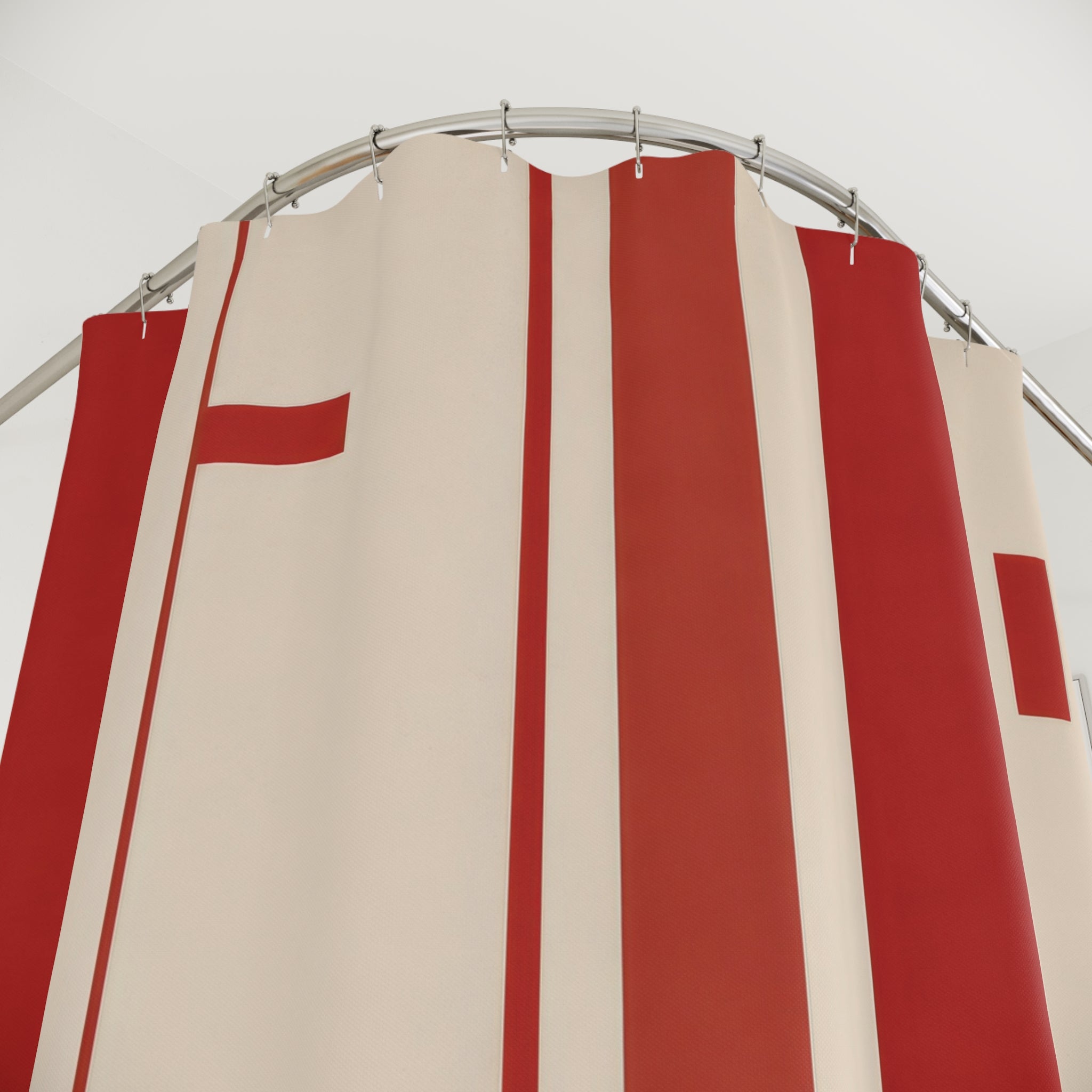 Red White Bauhaus Stripe Shower Curtain