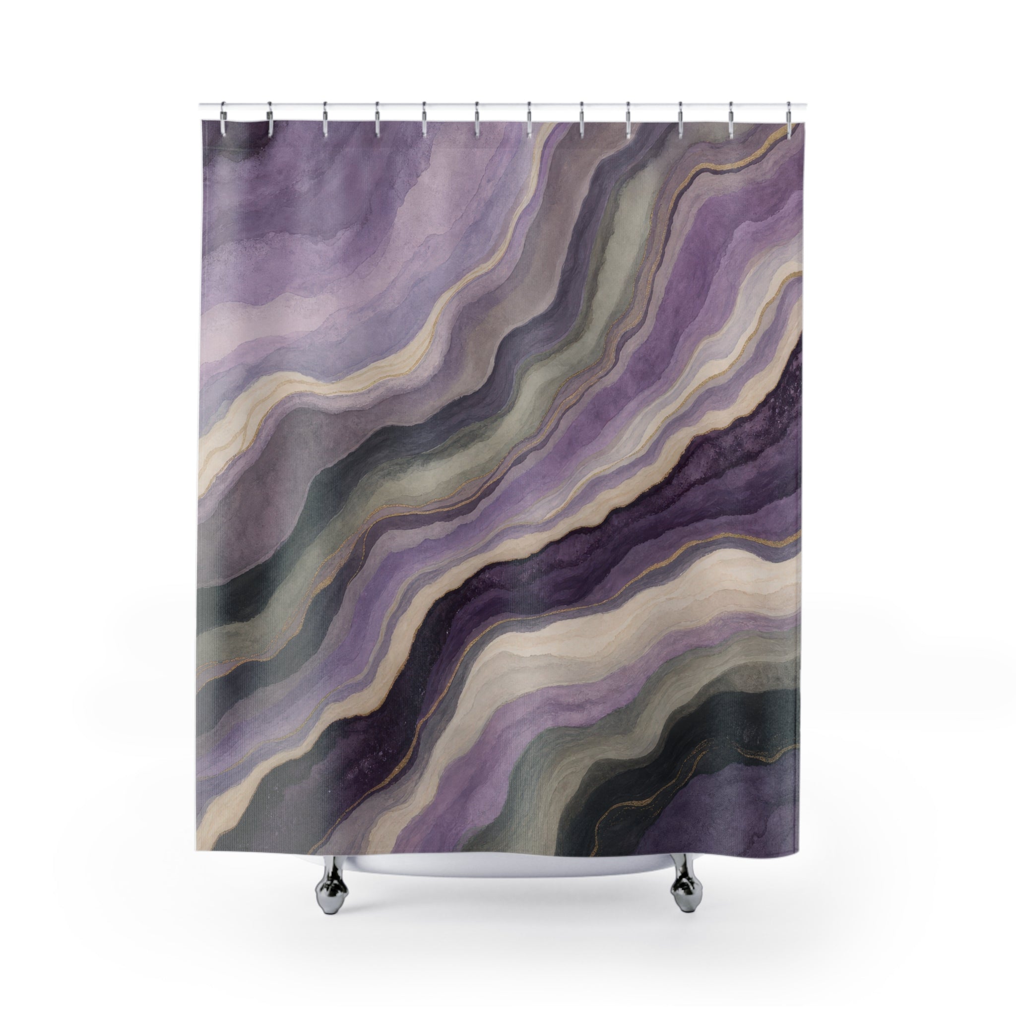 Lavender Watercolor Stone Shower Curtain