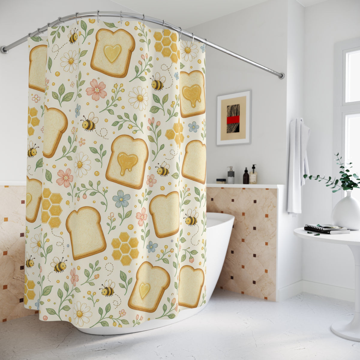 Toast Honey Cute Shower Curtain