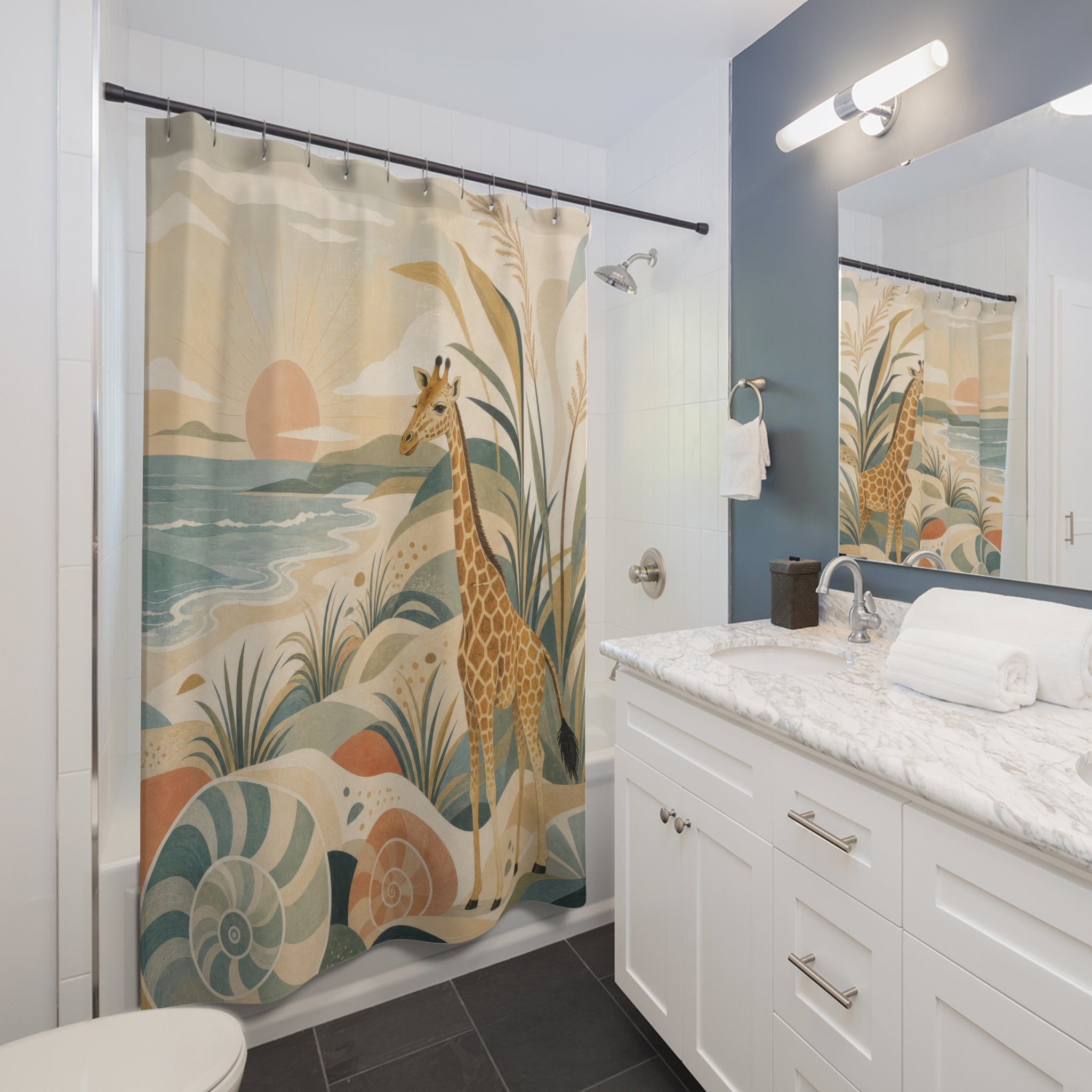 Coastal Safari Animal Scene Shower Curtain