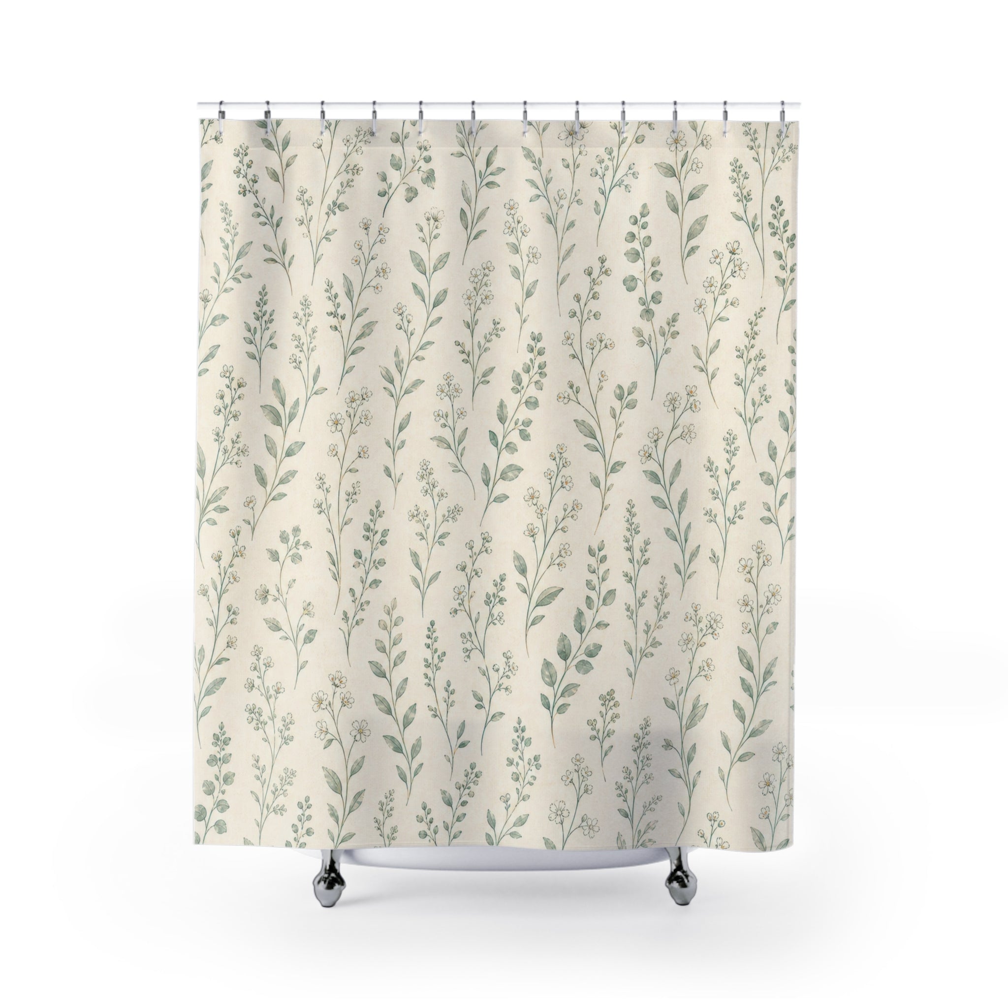 Pale Sage Vine Leaf Shower Curtain