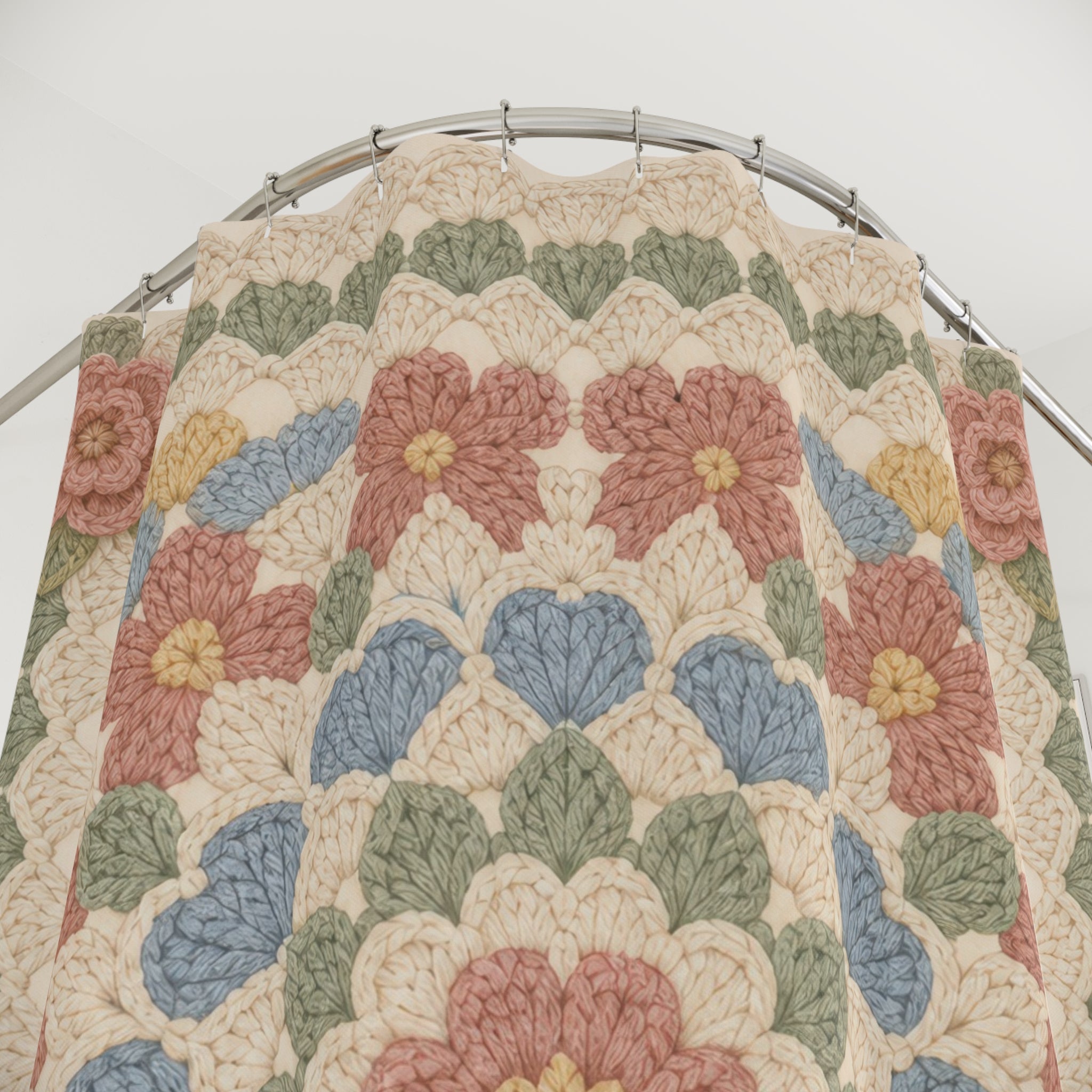 Granny Square Vintage Floral Shower Curtain