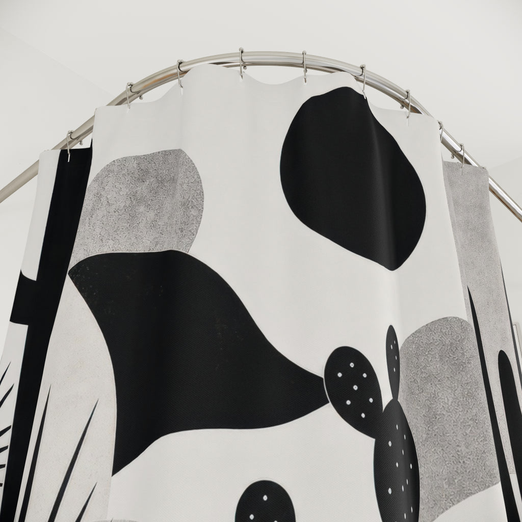 Black White Desert Landscape Shower Curtain