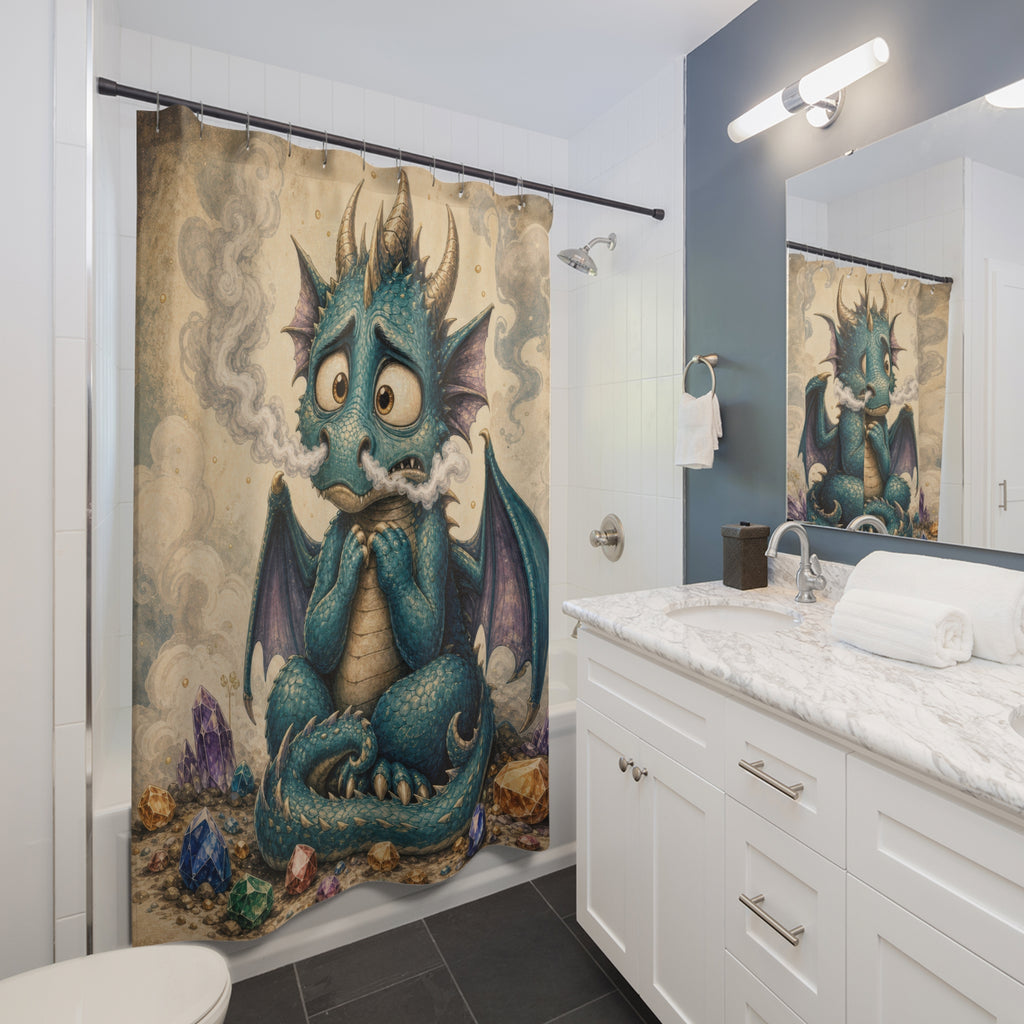 Cute Blue Baby Unique Funny Dragon Shower Curtain