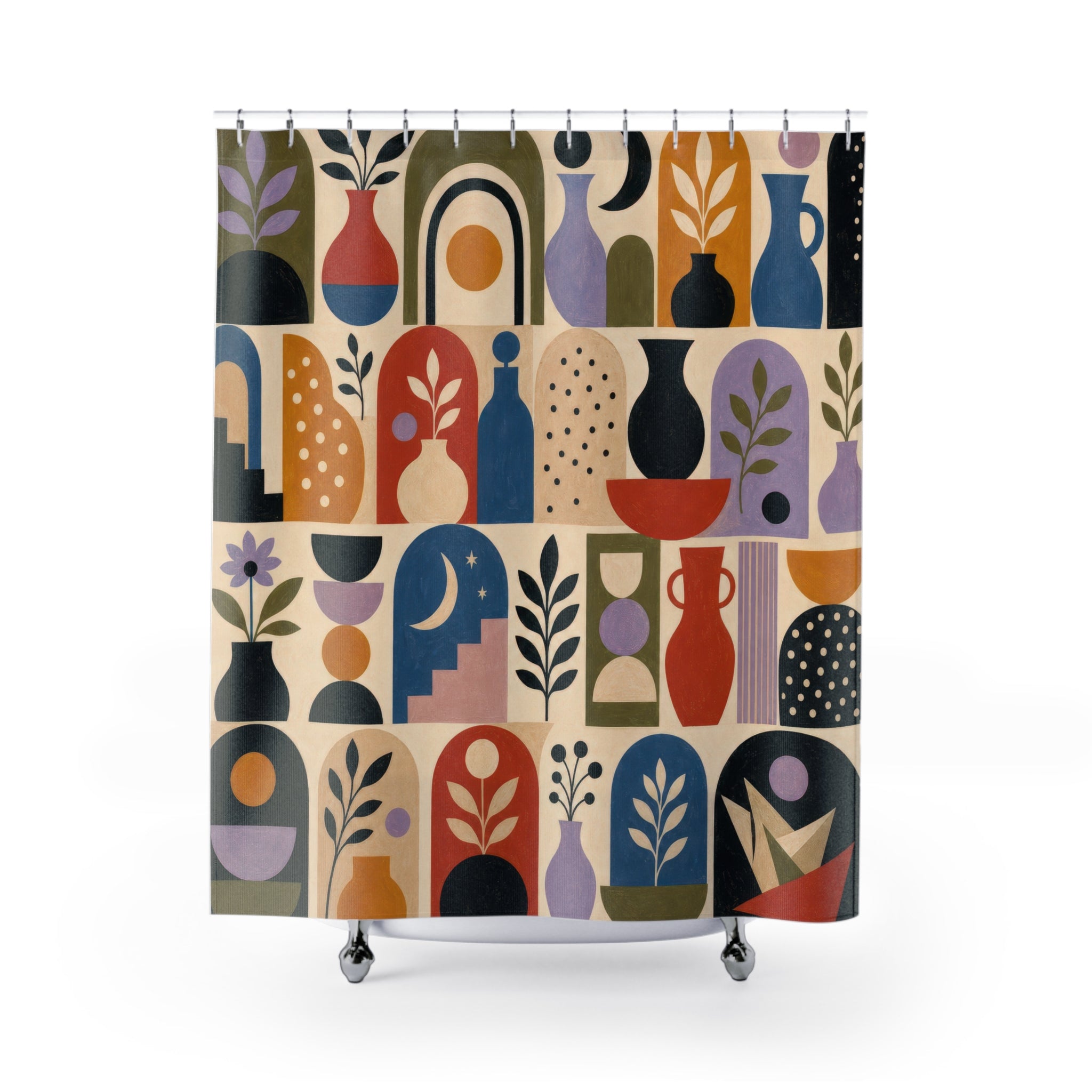 Modern Colorful Folk Shapes Shower Curtain