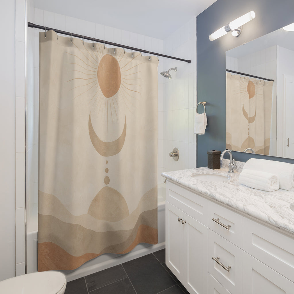 Beige Sun Moon Desert Shower Curtain