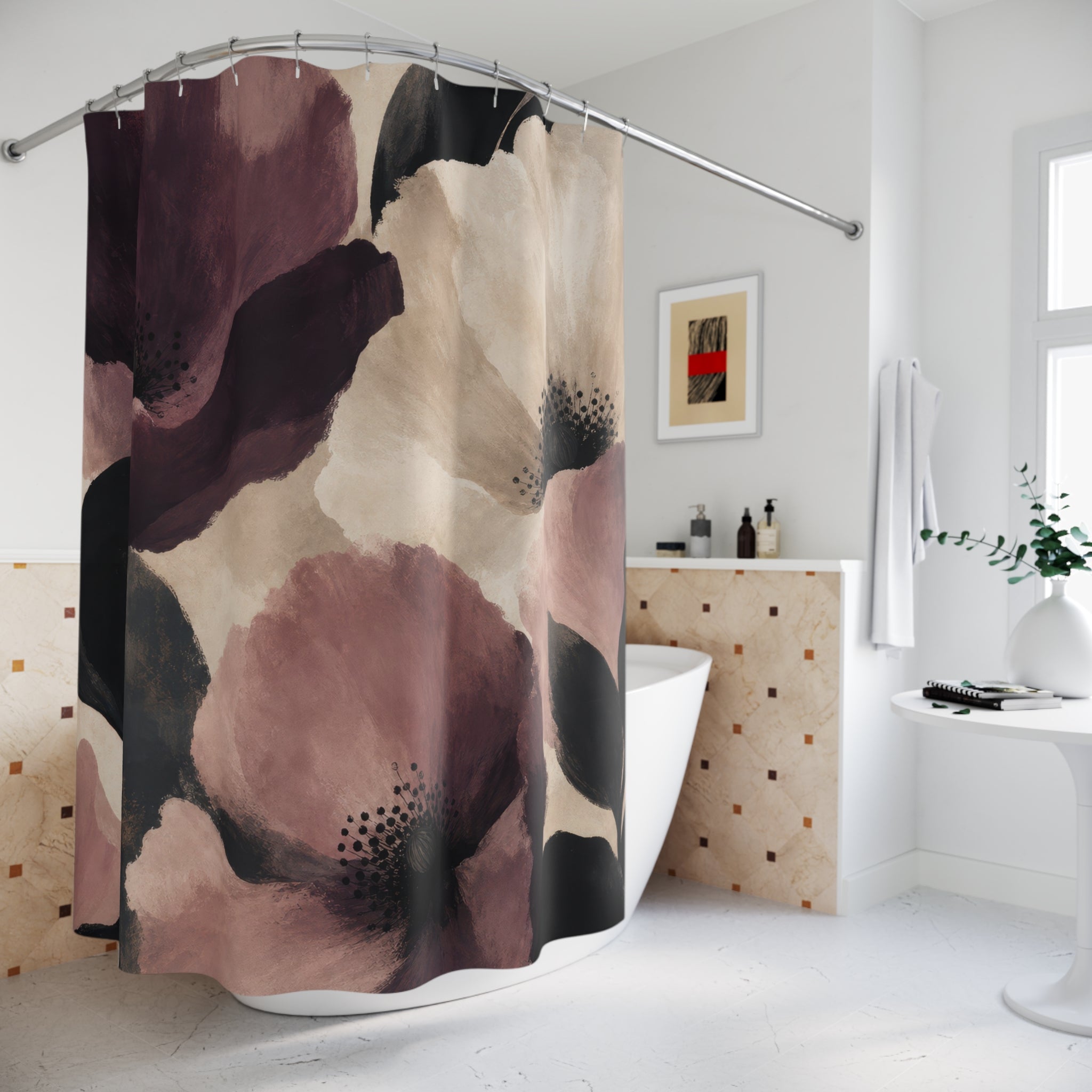 Mauve Floral Shower Curtain