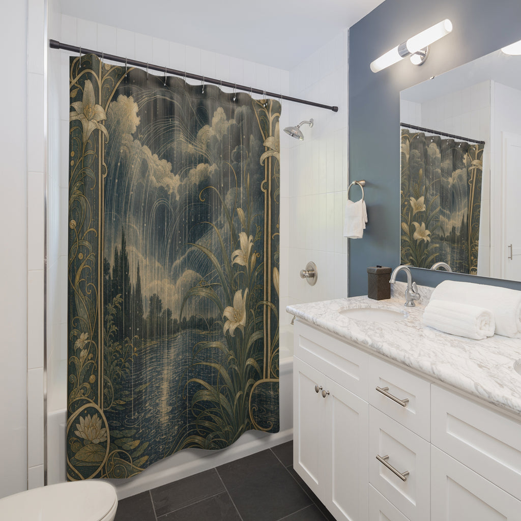 Floral Rain Panel Print Shower Curtain