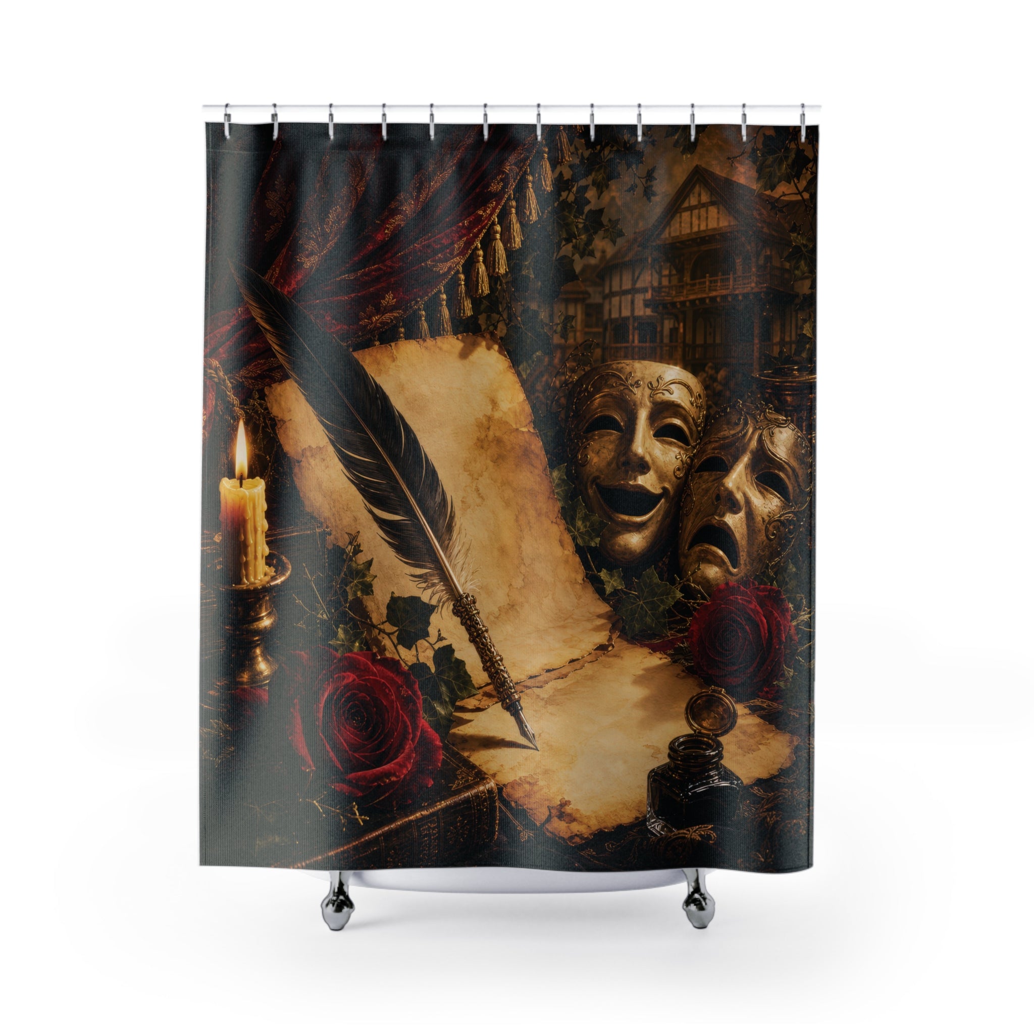 Shakespeare Shower Curtain: Vintage Theatre Book