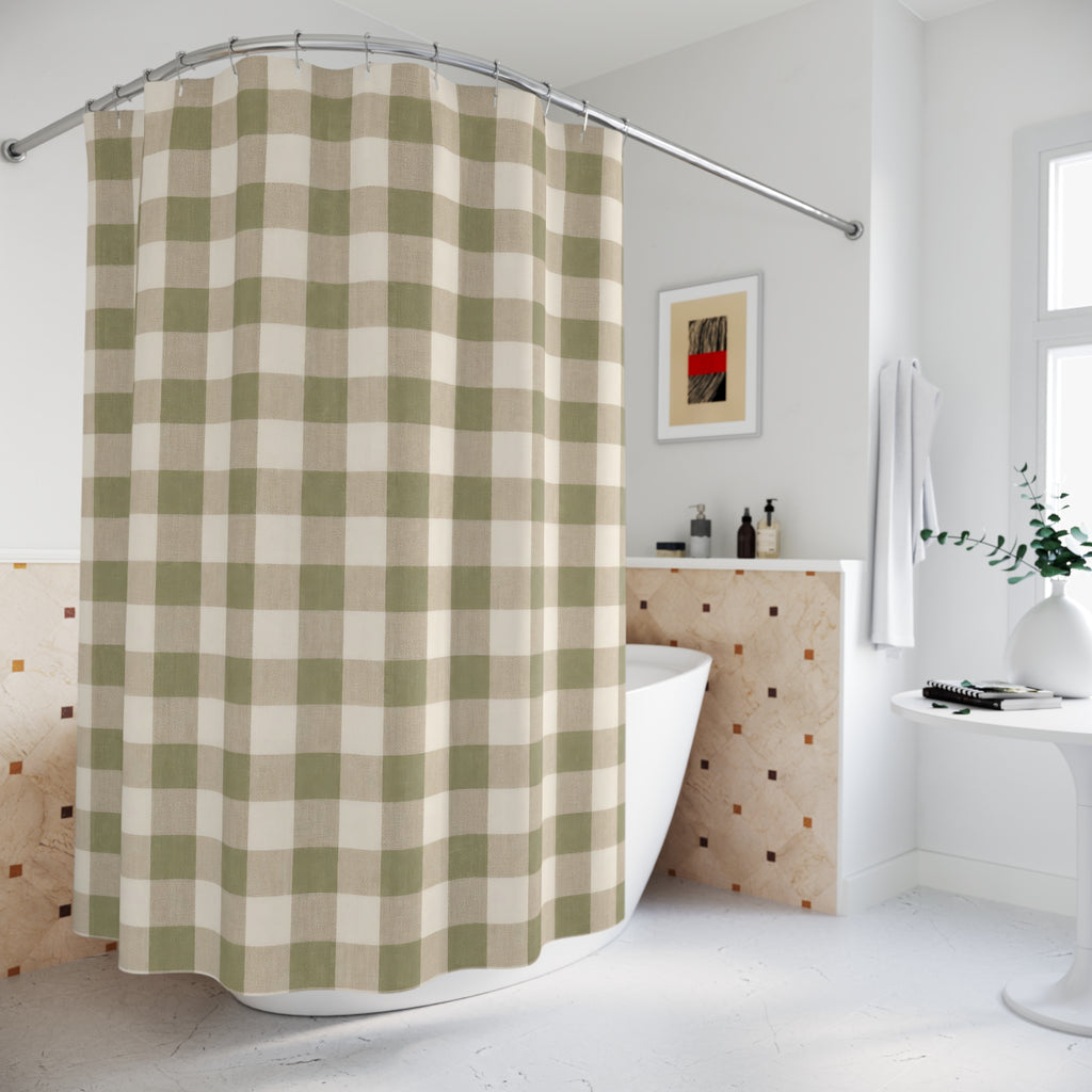 Gingham Green Plaid Shower Curtain