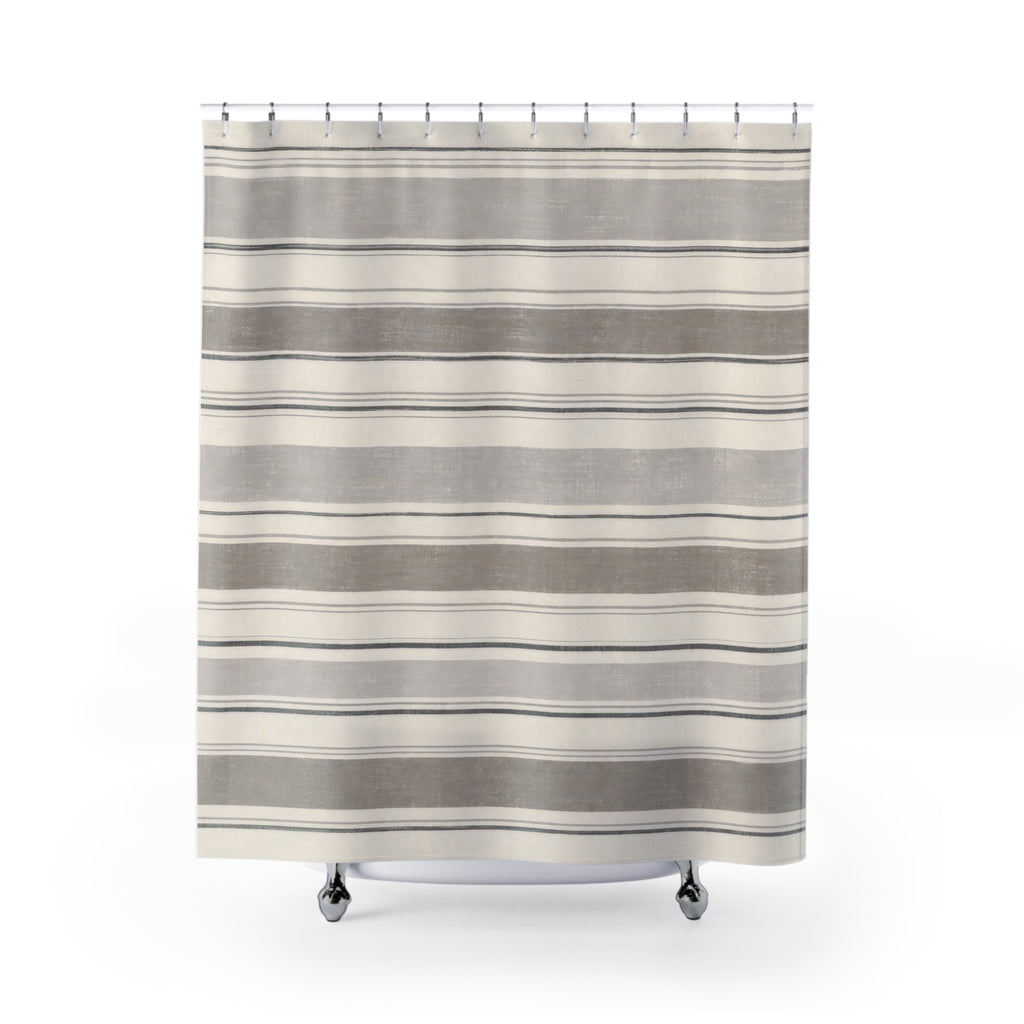 Grey Horizontal Band Shower Curtain