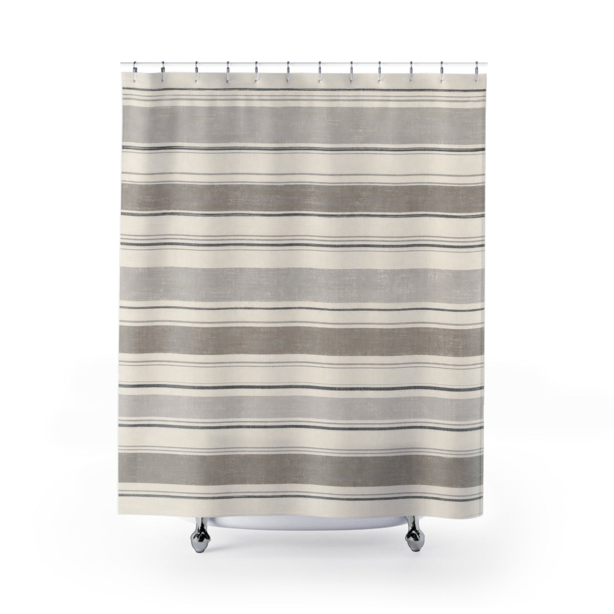 Grey Horizontal Band Shower Curtain