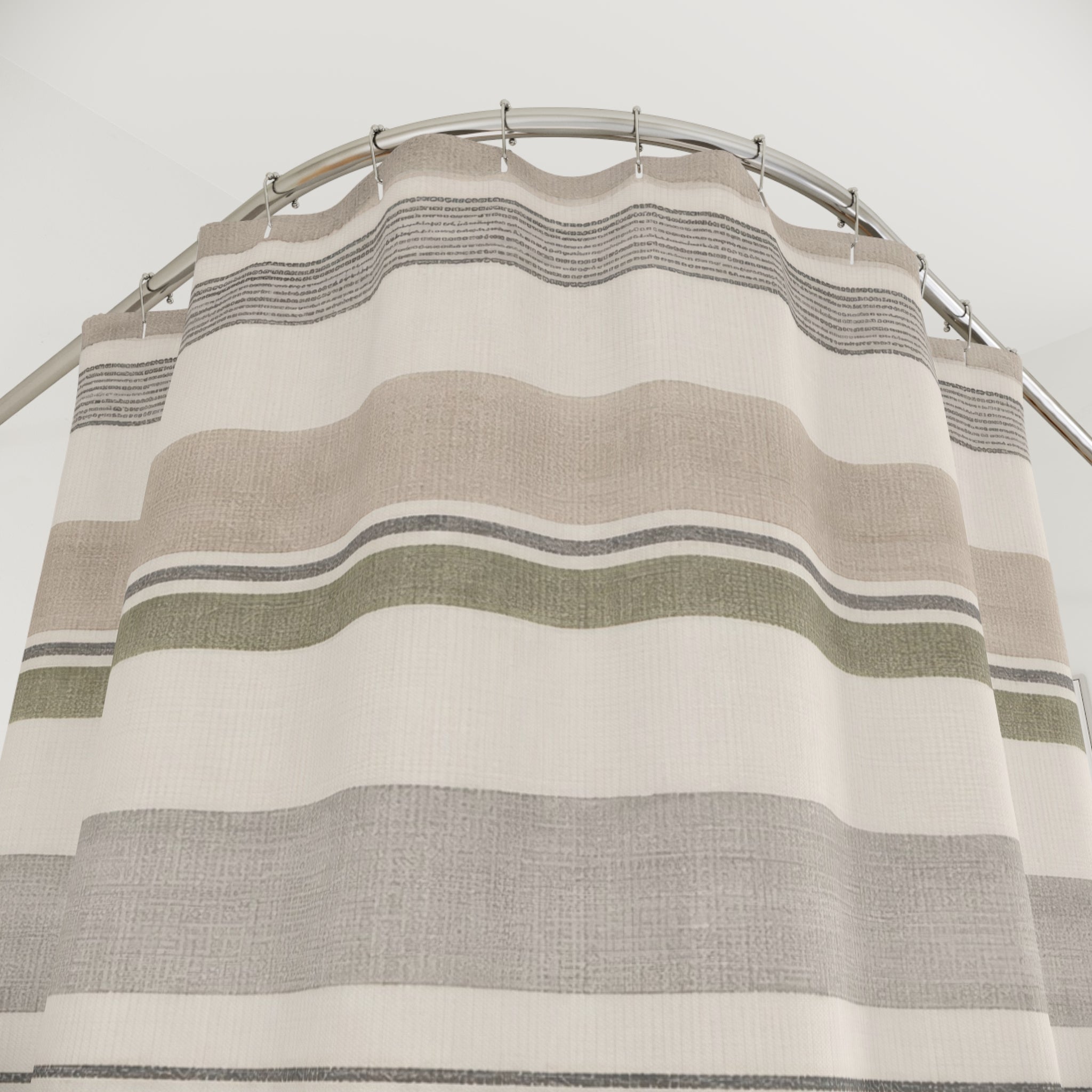 Gray Taupe Horizontal Stripe Shower Curtain