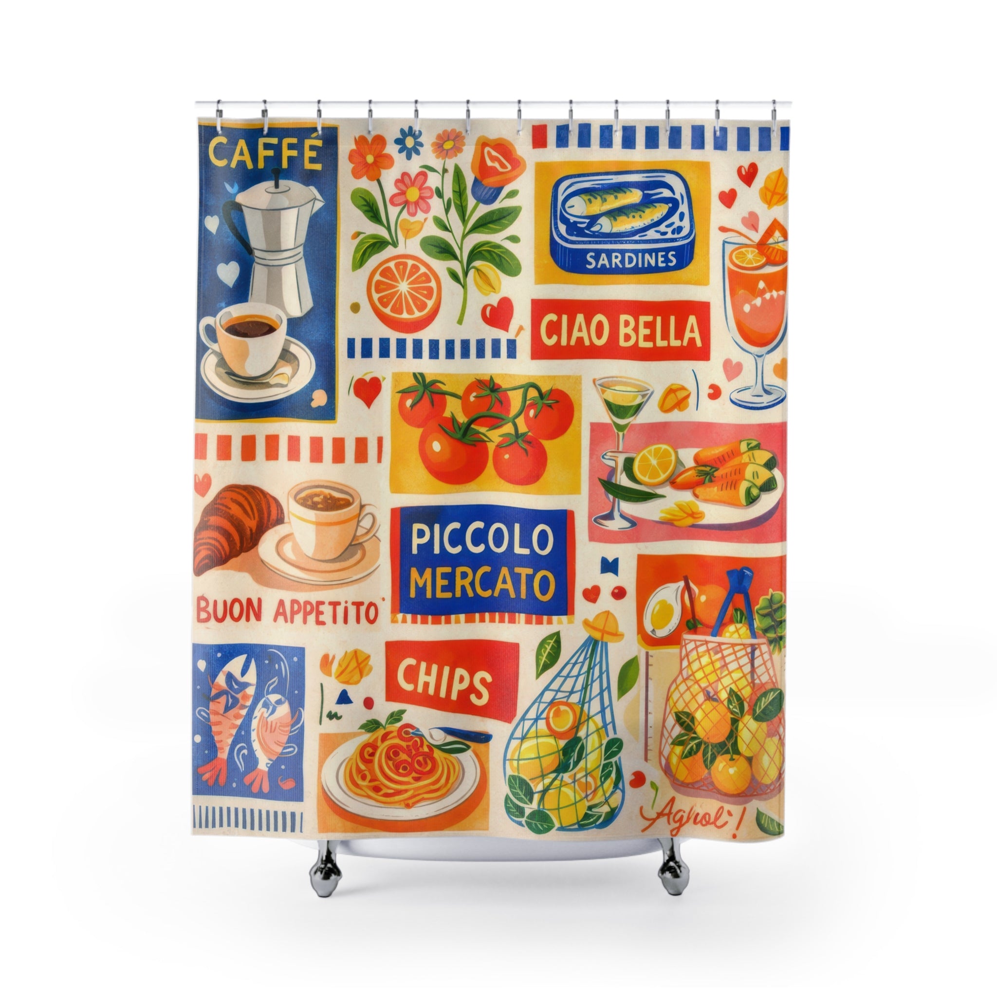 Mediterranean Food Art Shower Curtain