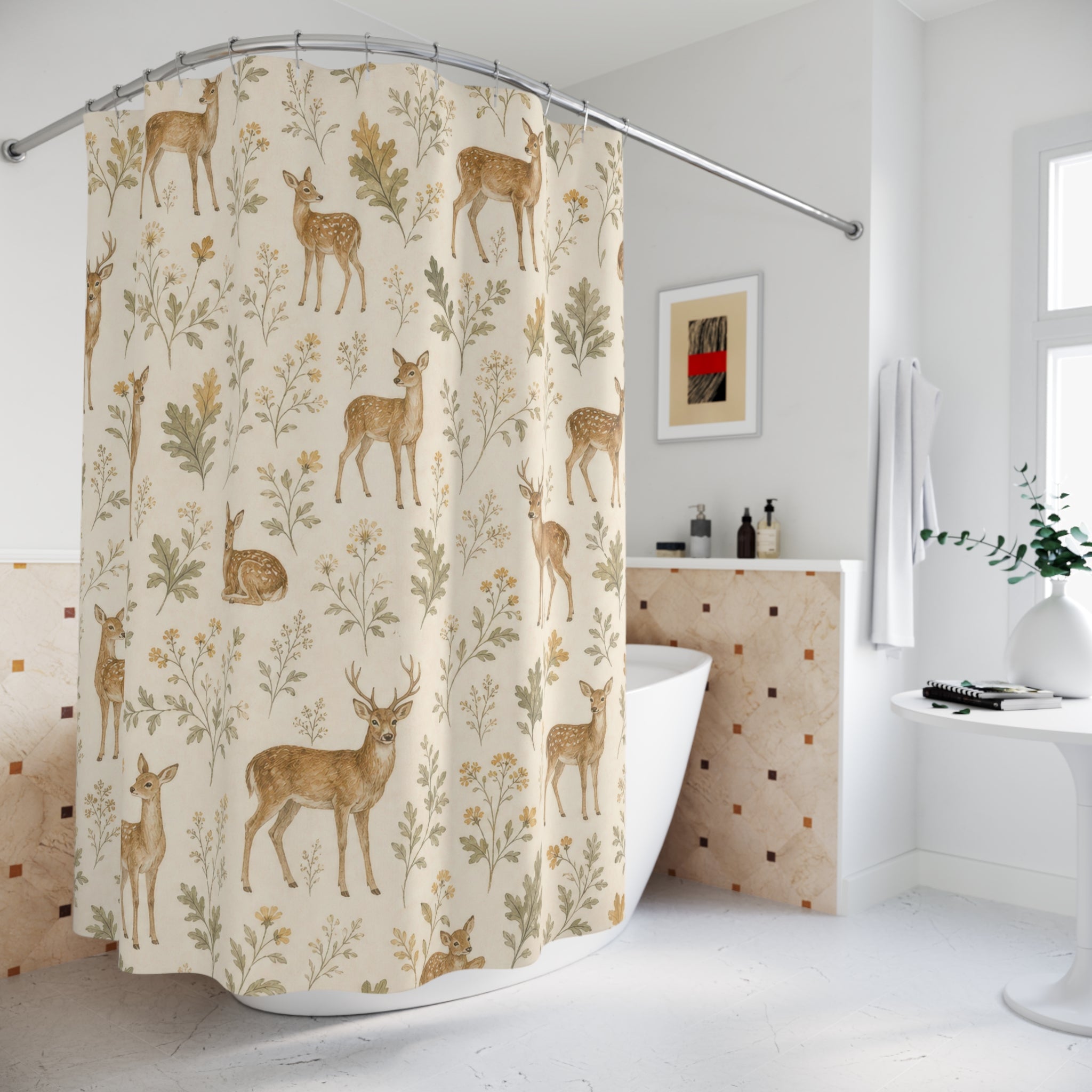 Woodland Animal Deer Shower Curtain