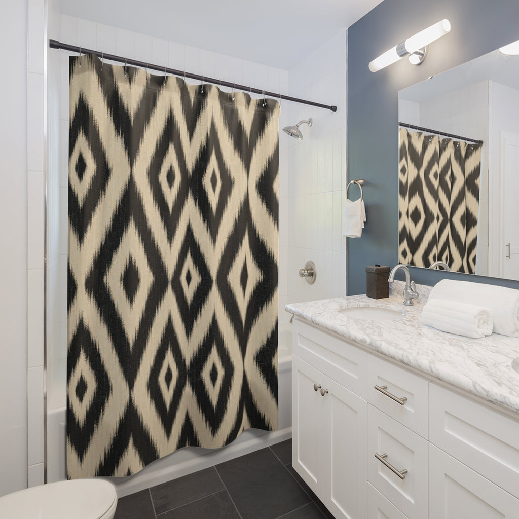 Black Cream Diamond Shower Curtain